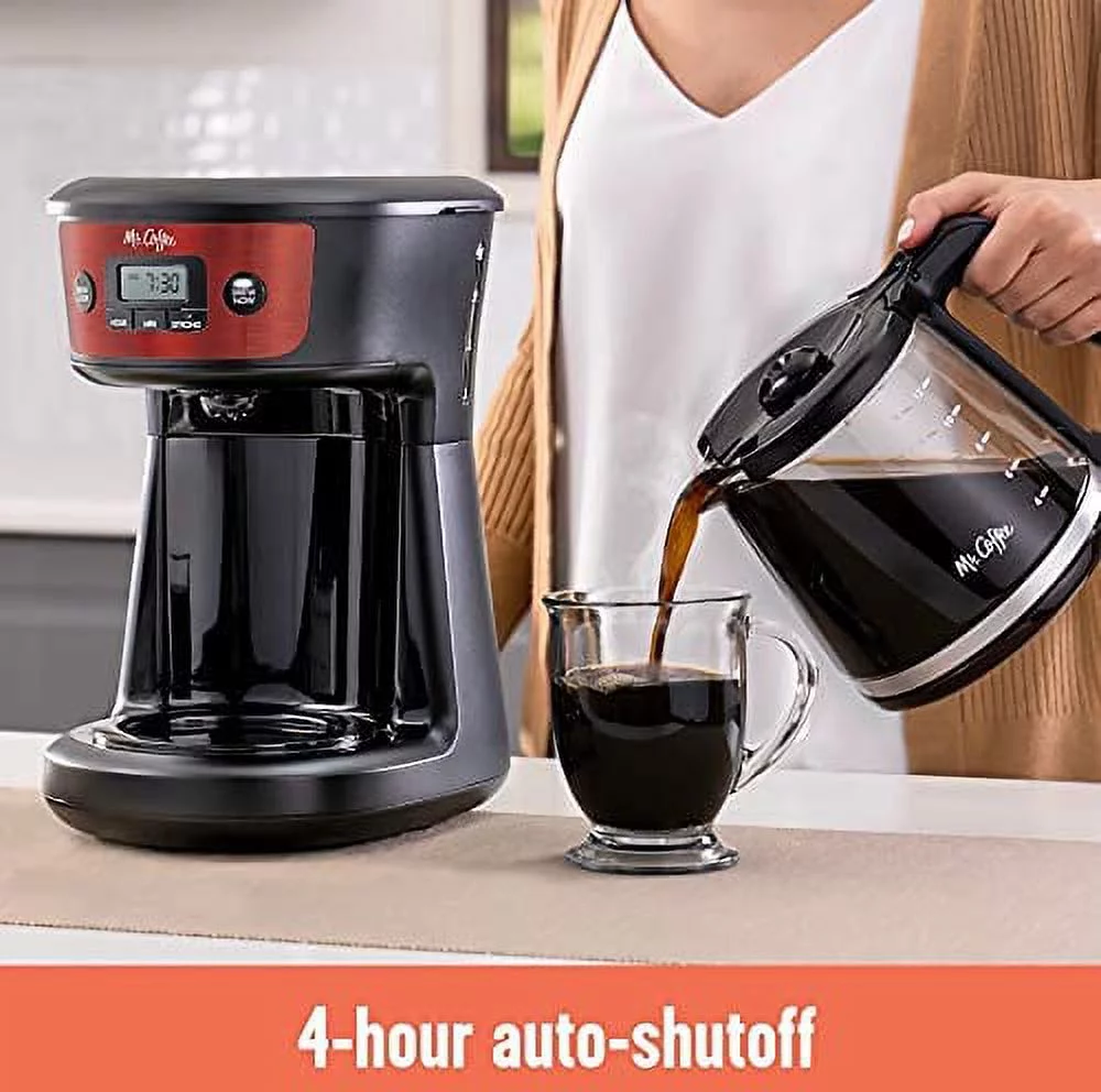 Mr. Coffee 12-Cup Programmable Coffeemaker, Strong Brew Selector, Stainless Steel.