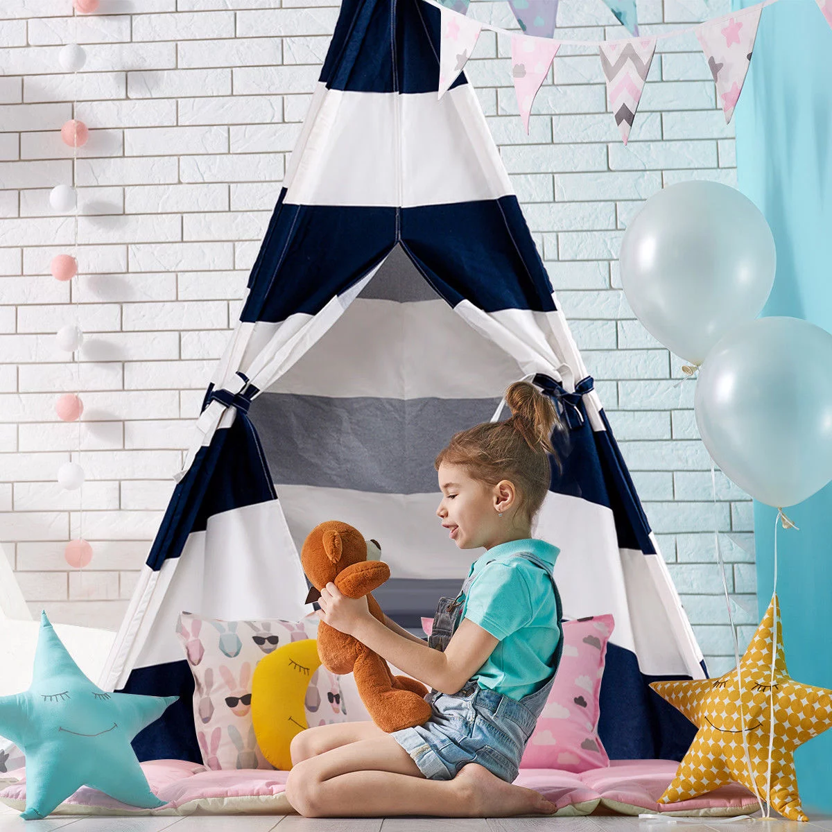 Gymax Portable Play Tent Teepee Children Playhouse Sleeping Dome w/Carry Bag