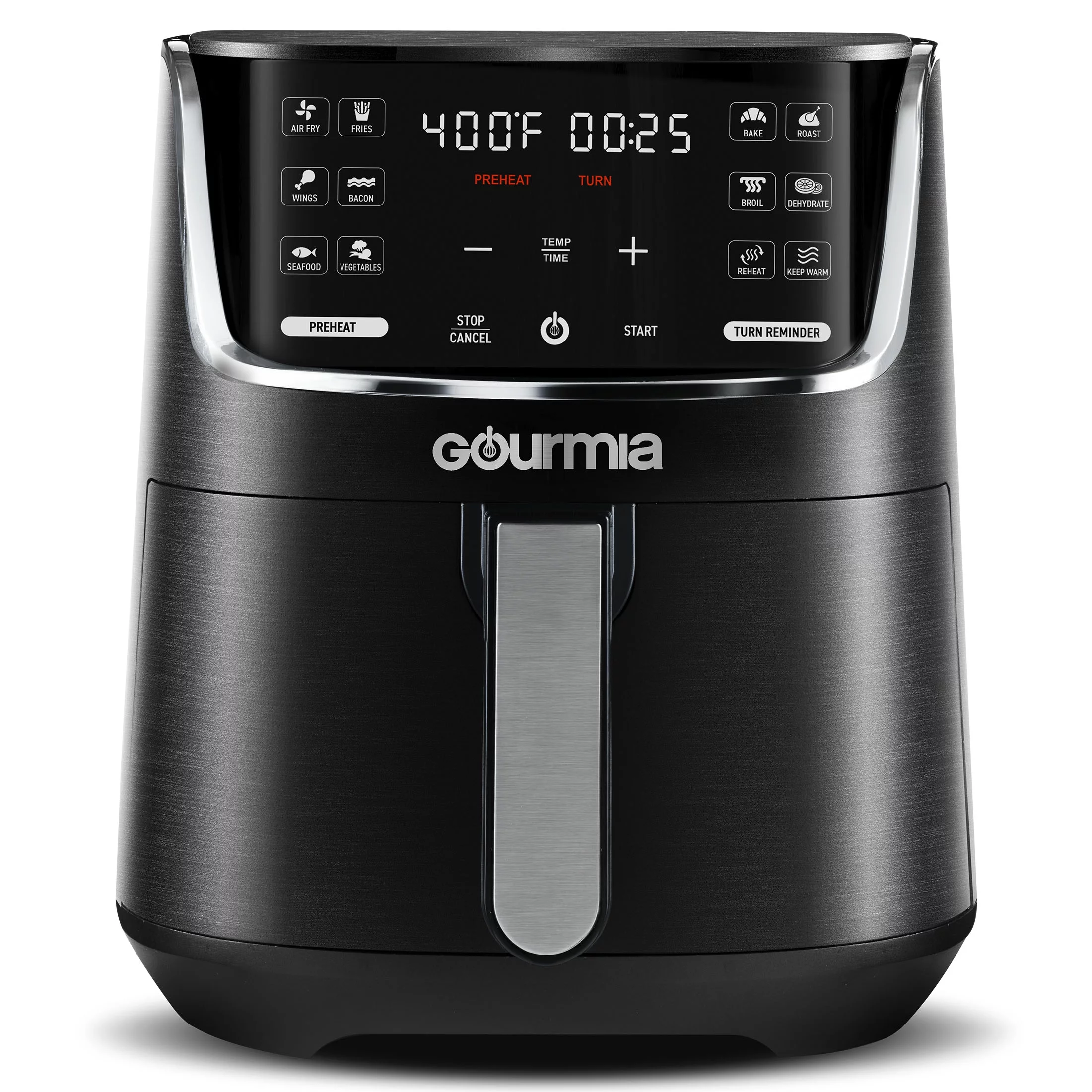 Gourmia 4-Quart Digital Air Fryer with 12 One-Touch Presets, New, GAF414, 12 in High