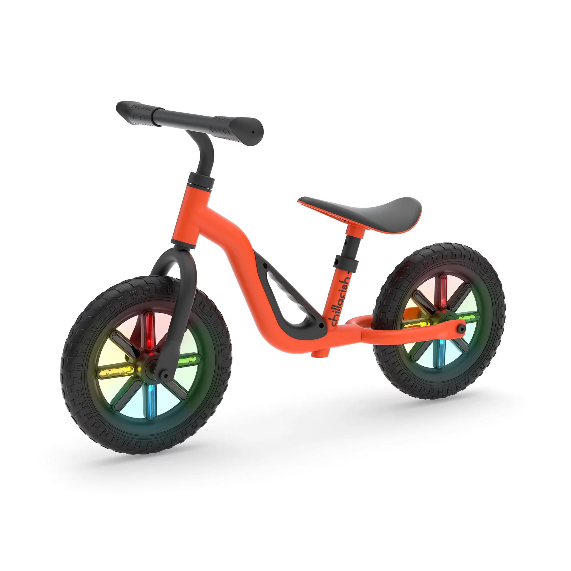 Charlie Glow Lightweight Balance Bike with Carry Handle and Light-up Wheels, Adjustable Seat and Handlebar, and Puncture-Proof 10-inch Tires, Beige