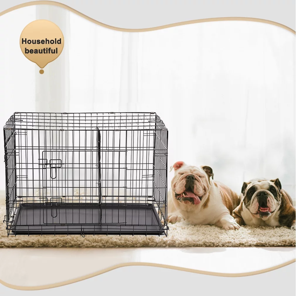 BestPet Double-Door Metal Dog Crate with Divider and Tray, X-Large, 48″L