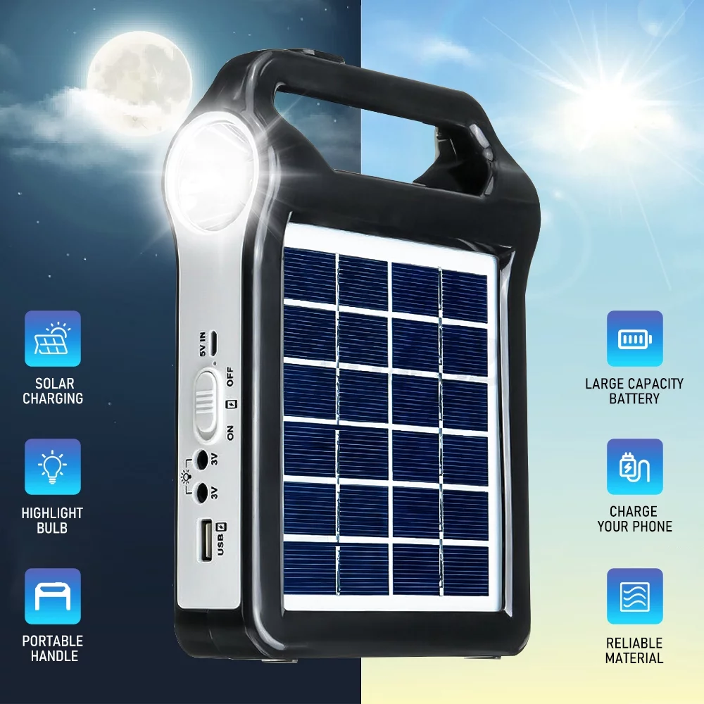 MDHAND Portable Solar Power Station , Solar Generator Charger with Flashlights ,for Outdoor Camping,Home Emergency Power Supply, Fishing