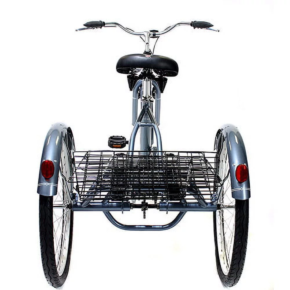 Schwinn Meridian Adult Tricycle, 24″ wheels, rear storage basket, Slate