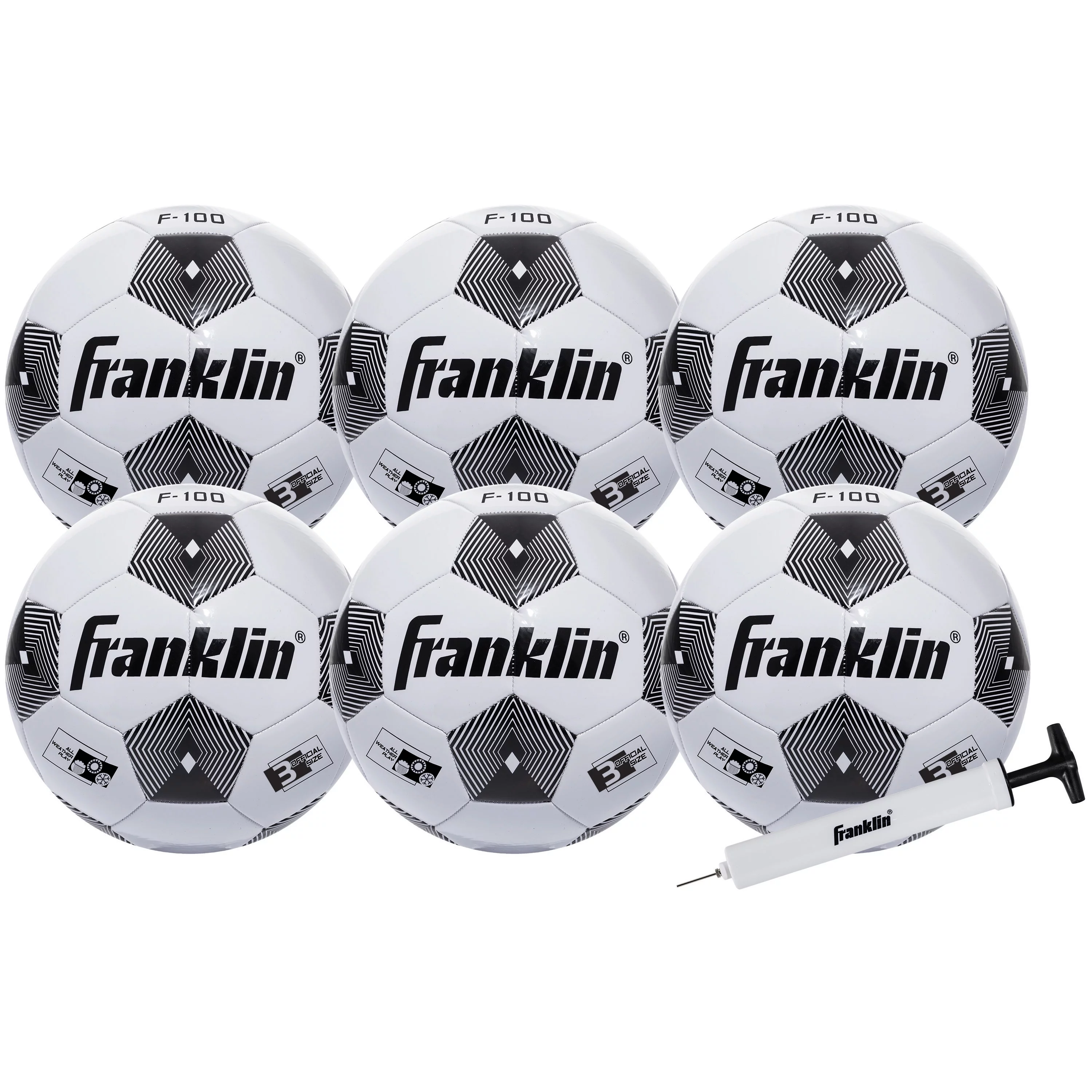 Franklin Sports Comp 100 6-Pack of Soccerballs and Pump