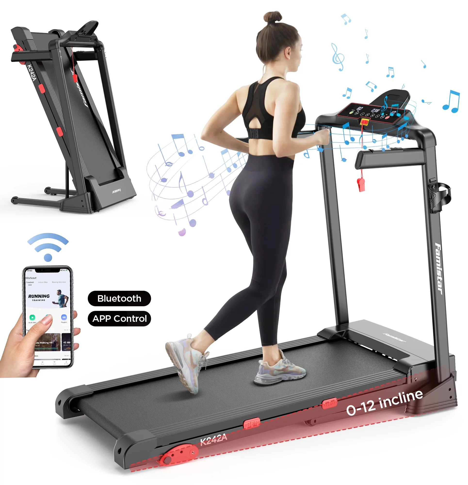 Famisar 2.5 HP Treadmill with 12% Incline, 8 MHP Electric Treadmill Running Machine with LED Display, Heart Rate for Home Use, 265 LBS Weight Capacity