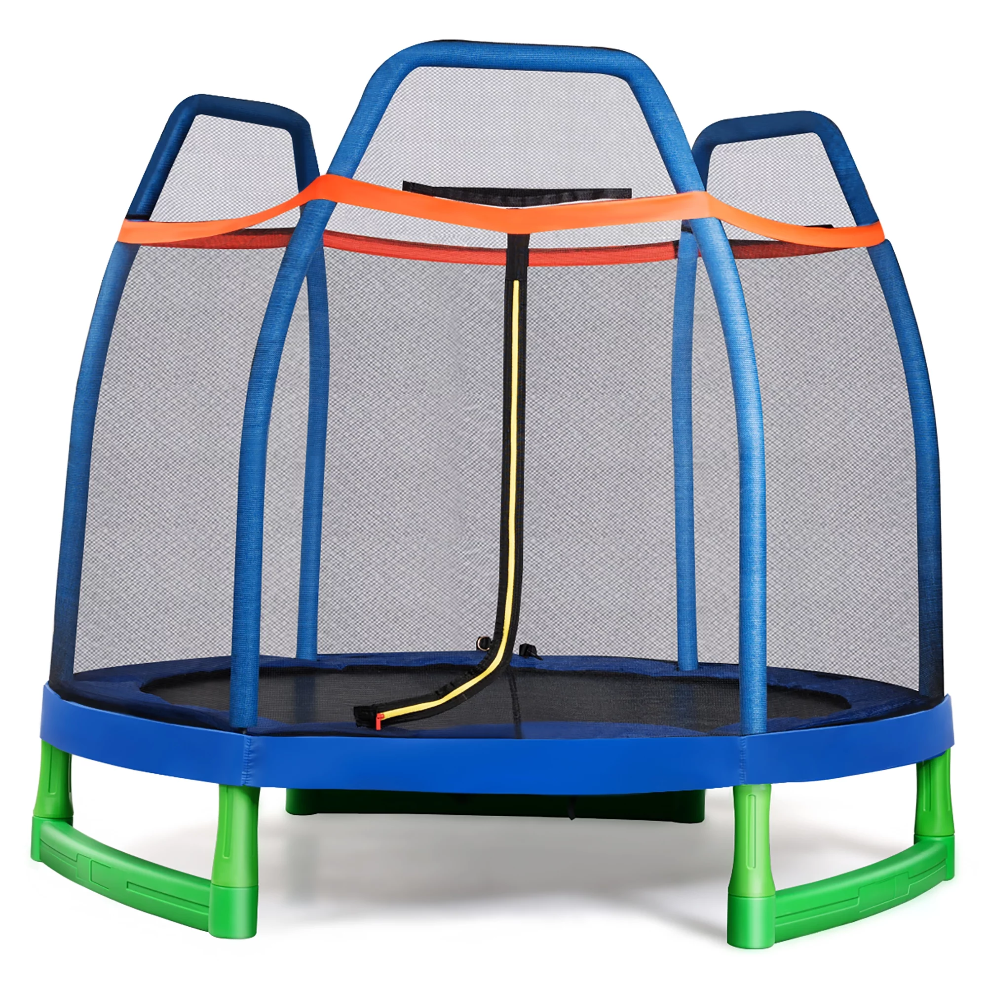 Costway 7FT Kids Trampoline W/ Spring Pad Safety Enclosure Net Indoor Outdoor Heavy Duty