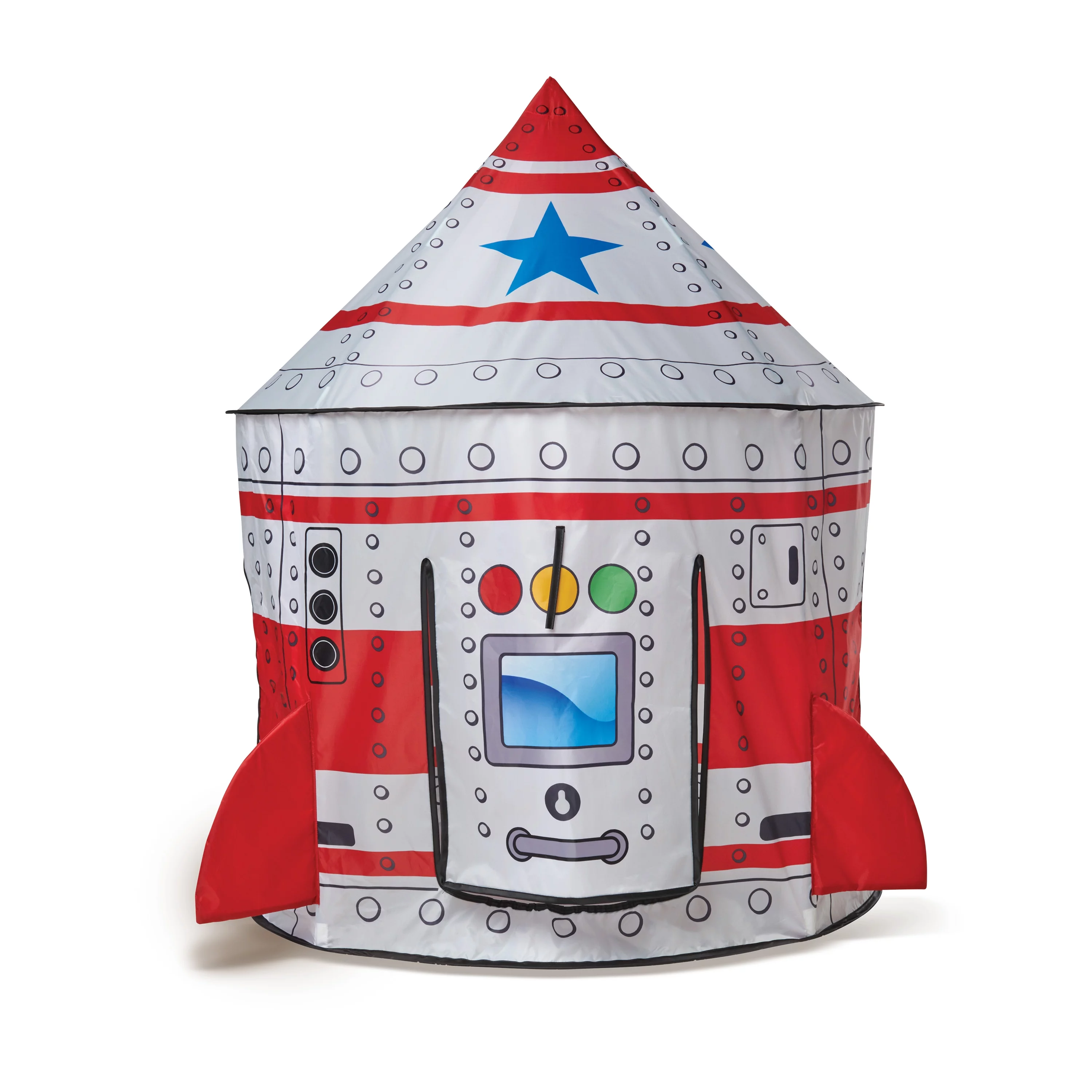 Play Day Space Rocketship Tent, Indoor Fabric Playhouse, for Young Children Ages 3+