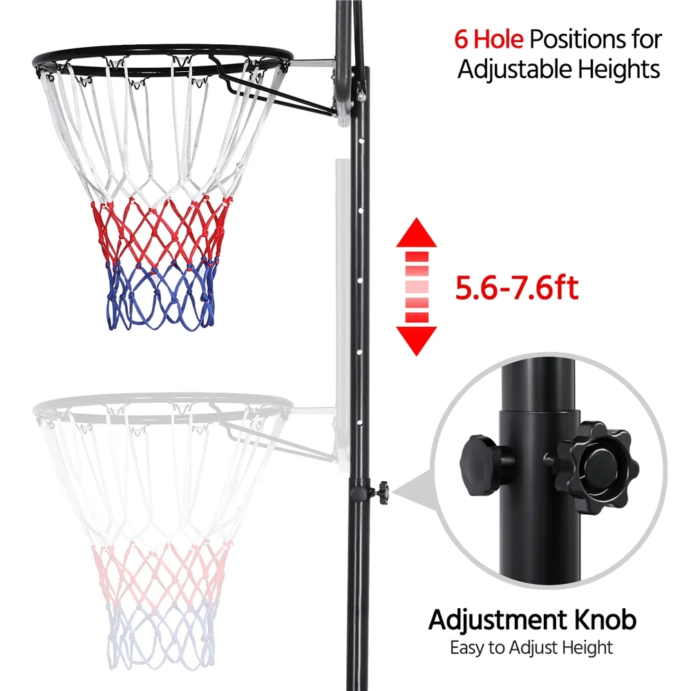 Smile Mart Adjustable Portable Basketball System Hoop for Indoor and Outdoor, 7 to 9 Ft.