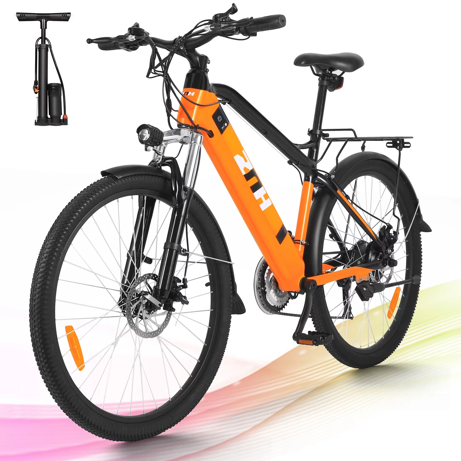 ZNH Electric Bike 26″ 350W Ebike Electric Mountain Bicycle for Adults Men Women Built-in 36V 10Ah Removable Battery with 4 Working Modes, Shimano 21-Speed, Orange