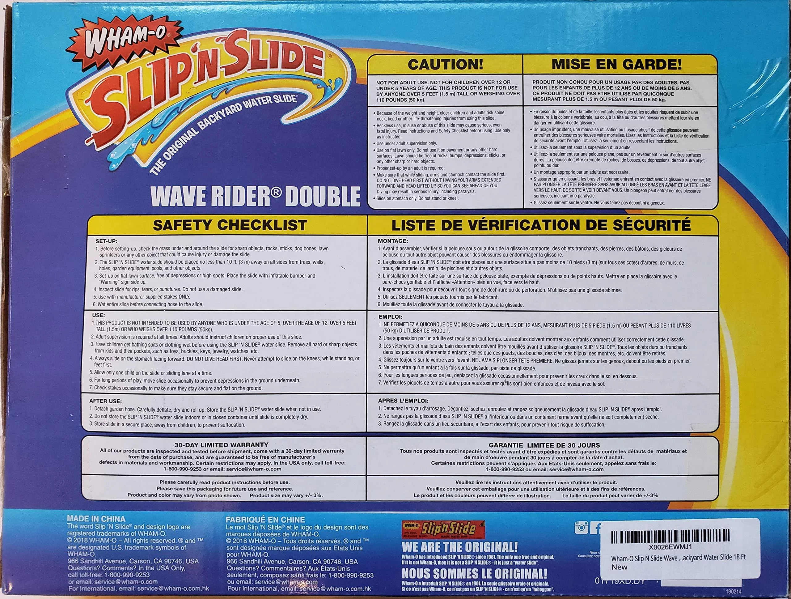 Wham-O Slip’nSlide Wave Rider Double Backyard Water Slide 18′