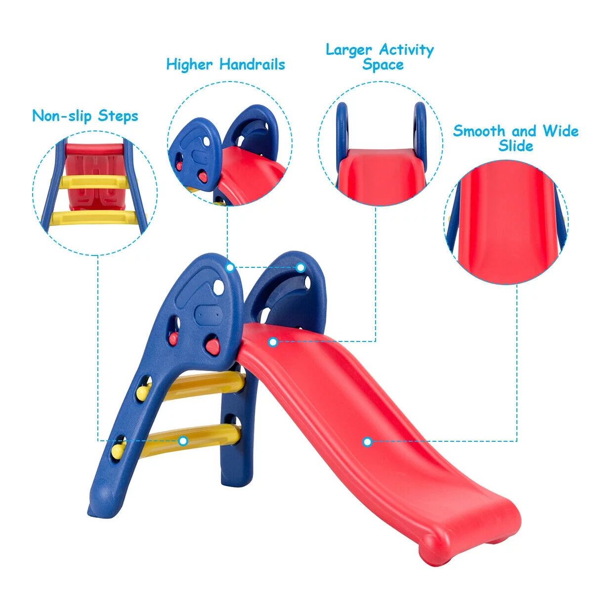 Gymax 2 Step Children Folding Slide Plastic Fun Toy Up-down For Kids Indoor & Outdoor