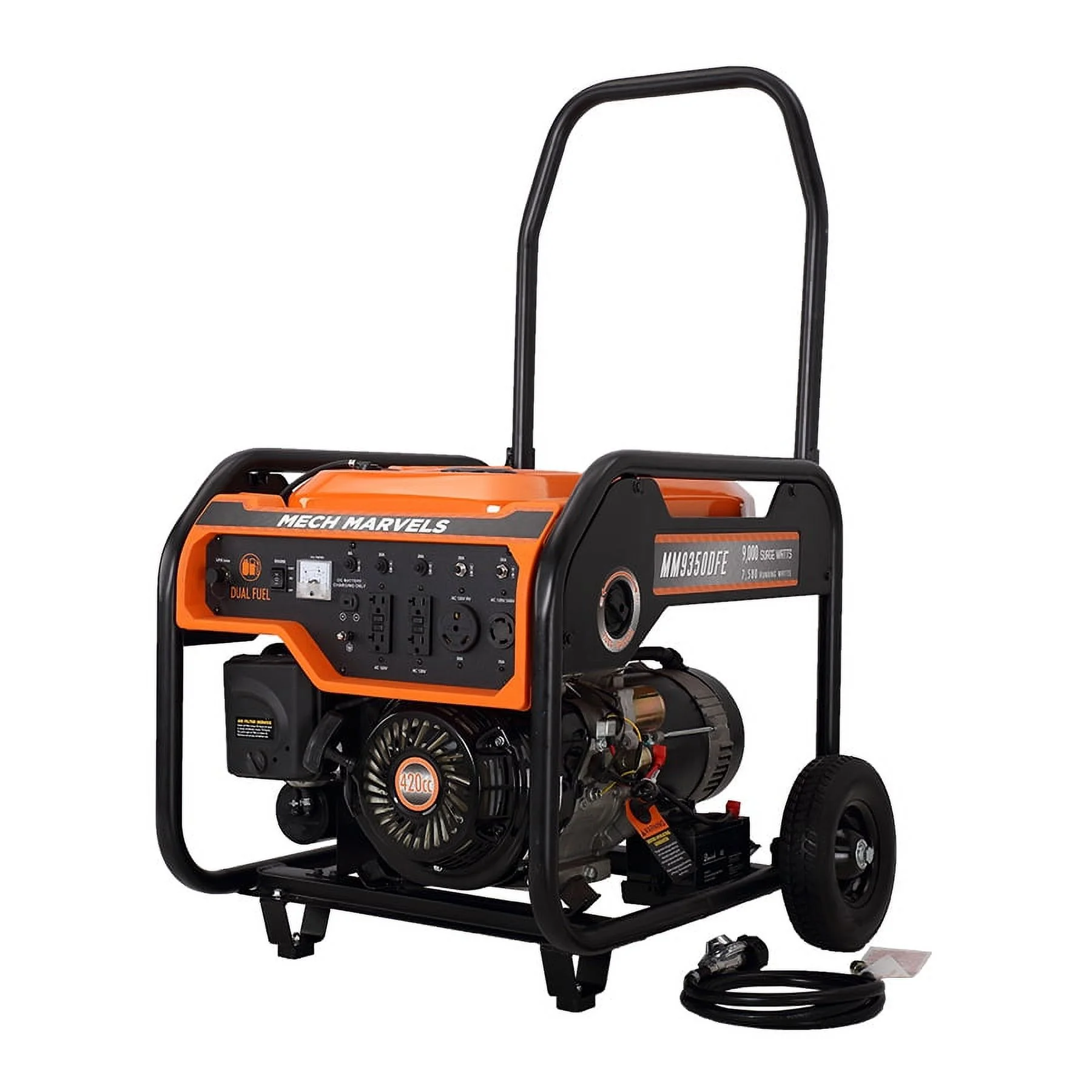 Mech Marvels 9000 Watt Dual Fuel Portable Power Generator, Electric Start, CARB Compliant, MM9350DFE