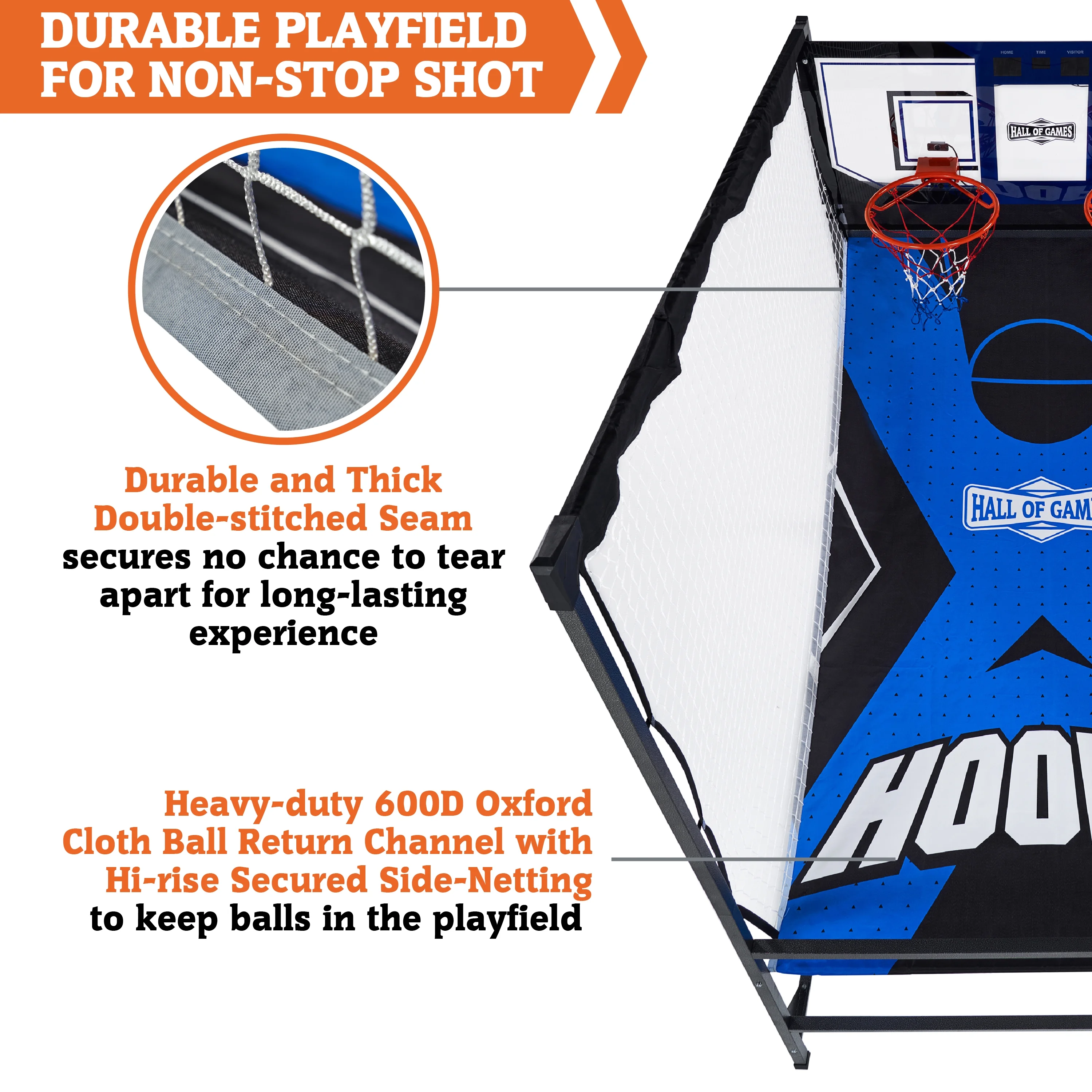 Hall of Games 88?? Indoor Steel Frame Arcade Basketball Game with LED Scorer, Blue