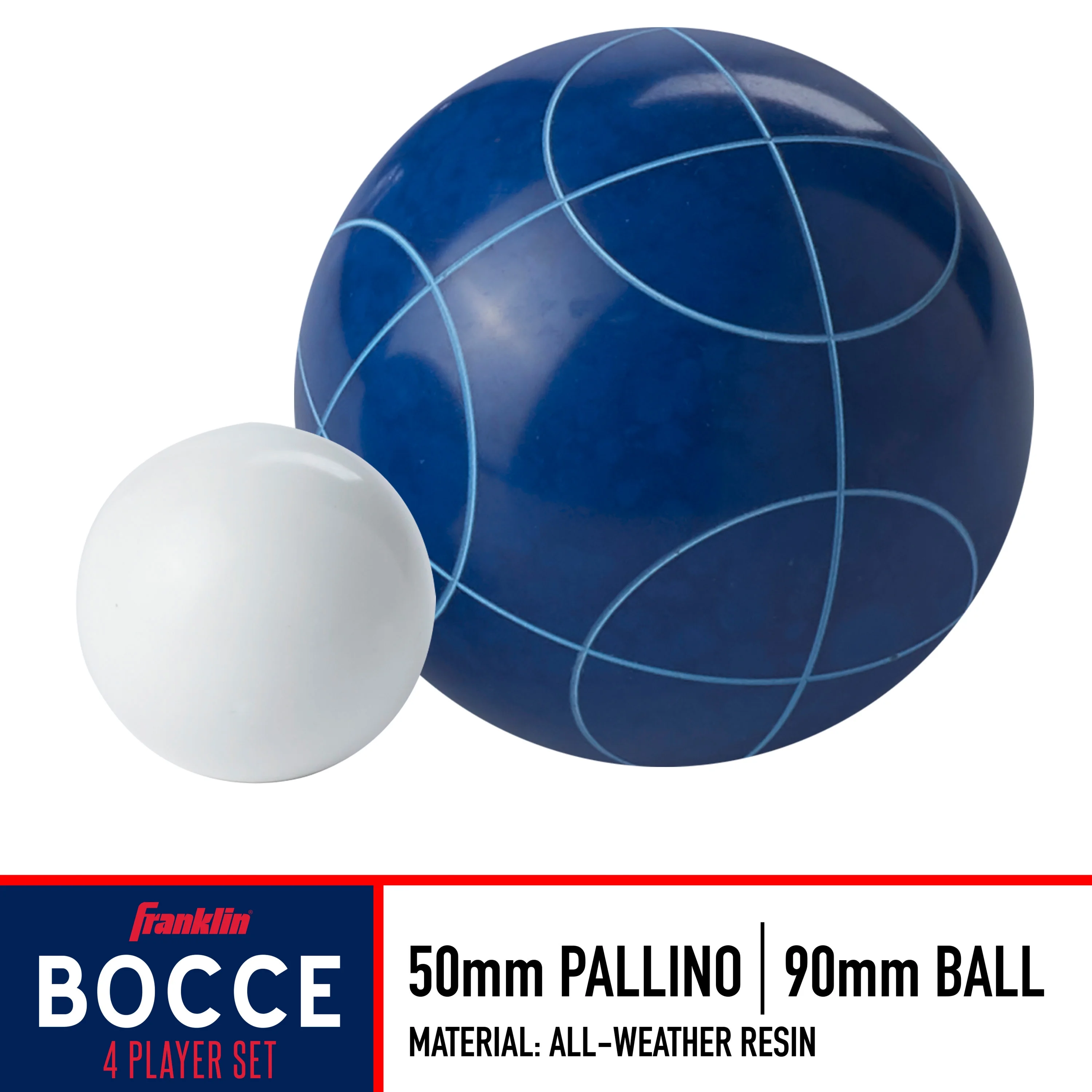 Franklin Sports 52021 8 Ball American Family Bocce Ball Game Set, Red and Blue