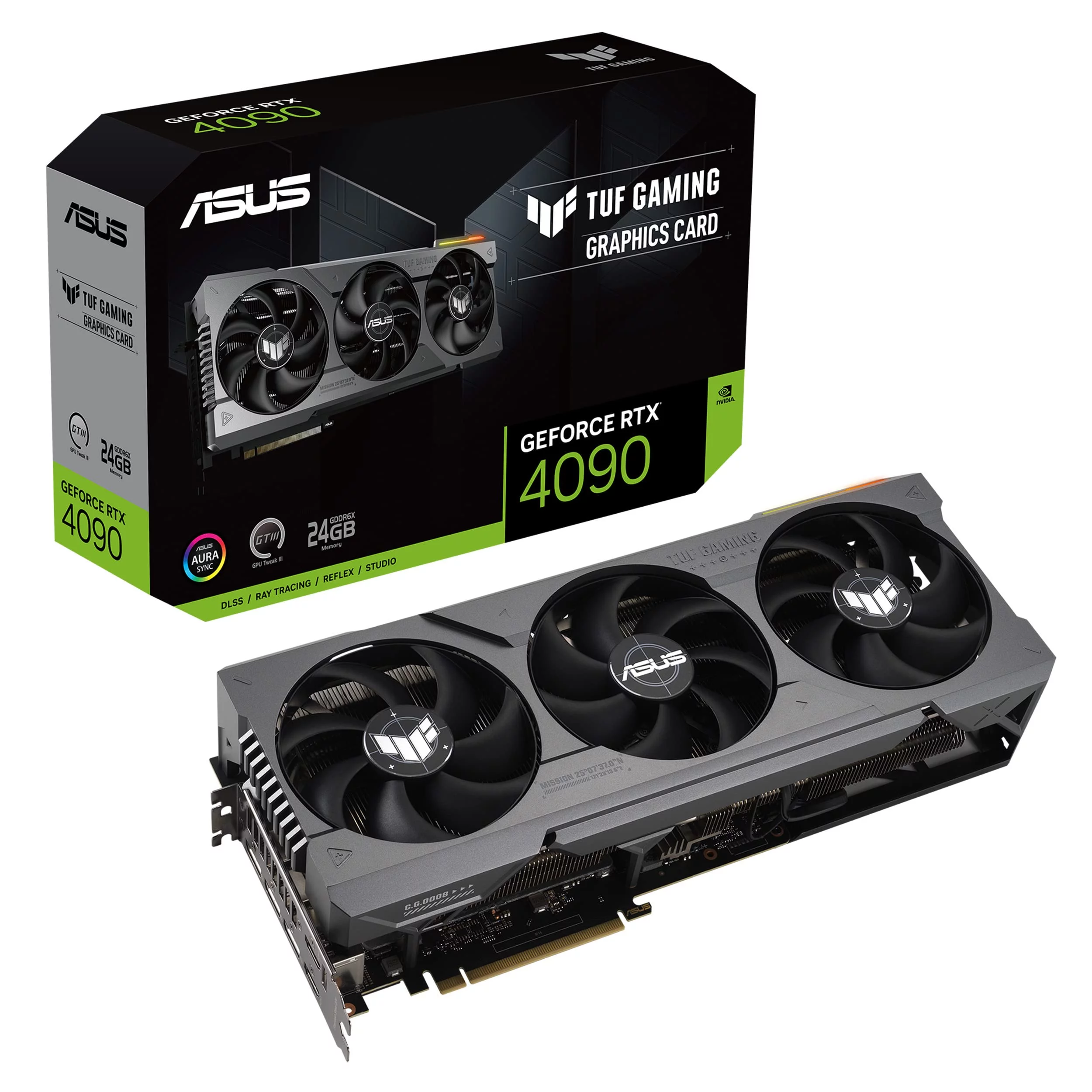 ASUS TUF Gaming GeForce RTX 4090 24GB OC Edition Gaming Graphics Card (DLSS 3, PCIe 4.0, 24GB GDDR6X, HDMI 2.1a, DisplayPort 1.4a, TUF-RTX4090-O24G-GAMING)