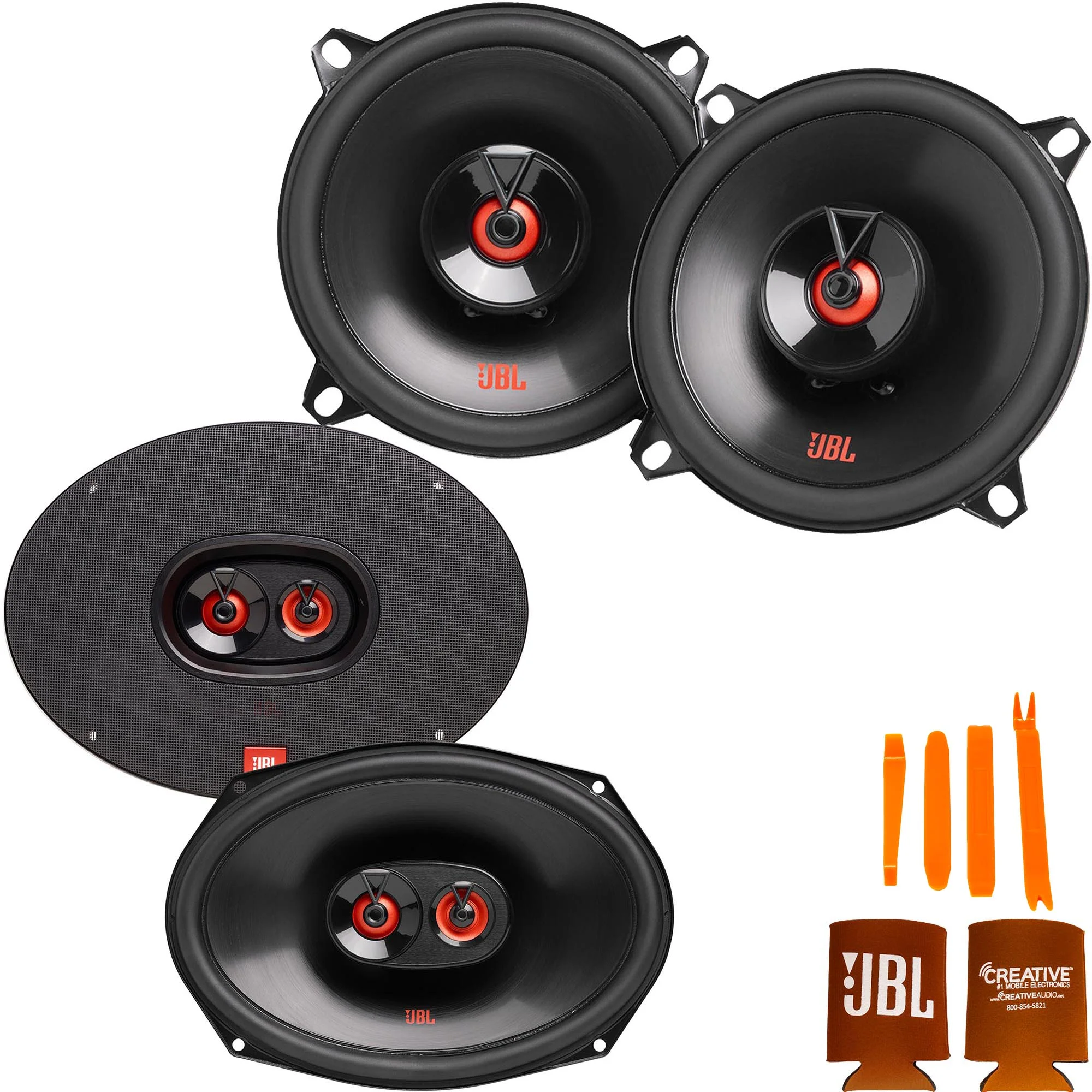 JBL Compatible With Dodge Ram 94-09, A pair of CLUB-9632AM 6×9″ Three Way Speakers and A pair of CLUB-522FAM 5.25″ Coax Speakers