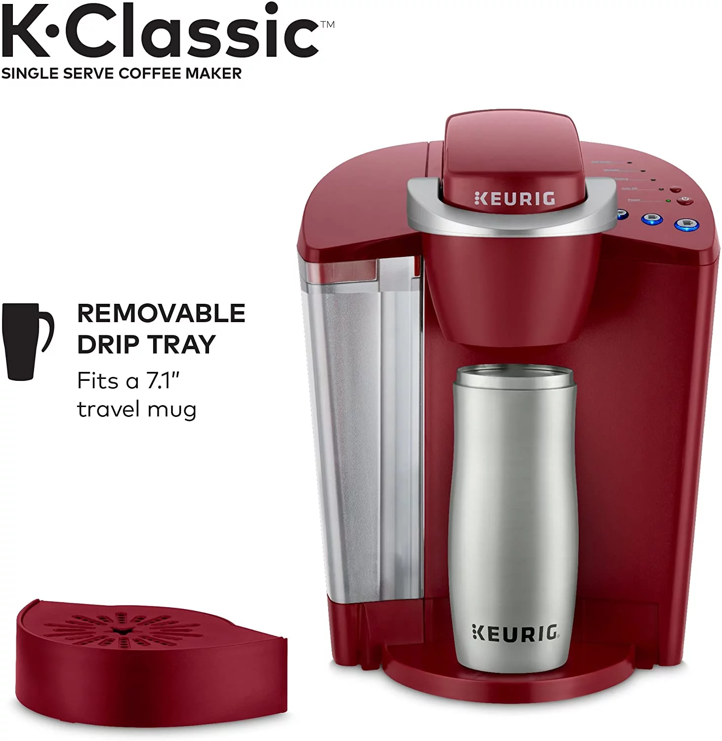 Keurig K-Classic Coffee Maker, Single Serve K-Cup Pod Coffee Brewer, 6 to 10 oz. Brew Sizes, Rhubarb