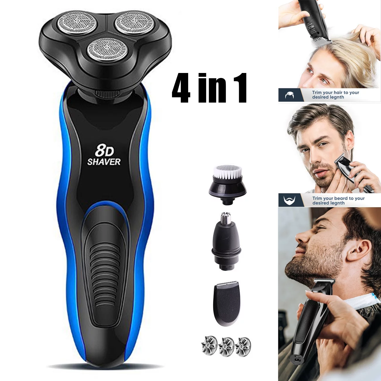 Head Shaver for Bald Men 5D , 5-in-1 Mens Grooming Kit with Nose Hair Trimmer, Beard Trimmer for Men, Waterproof and Rechargeable Electric Shavers for Men