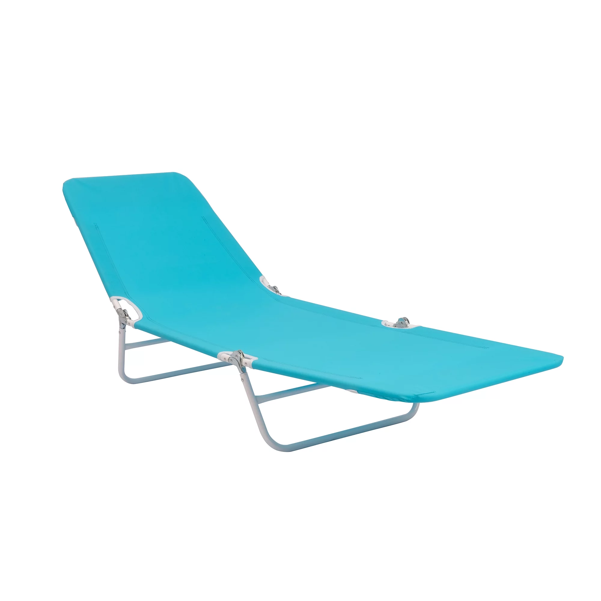 Mainstays Folding Adjustable Back Fabric Beach Lounger, Turquoise Blue