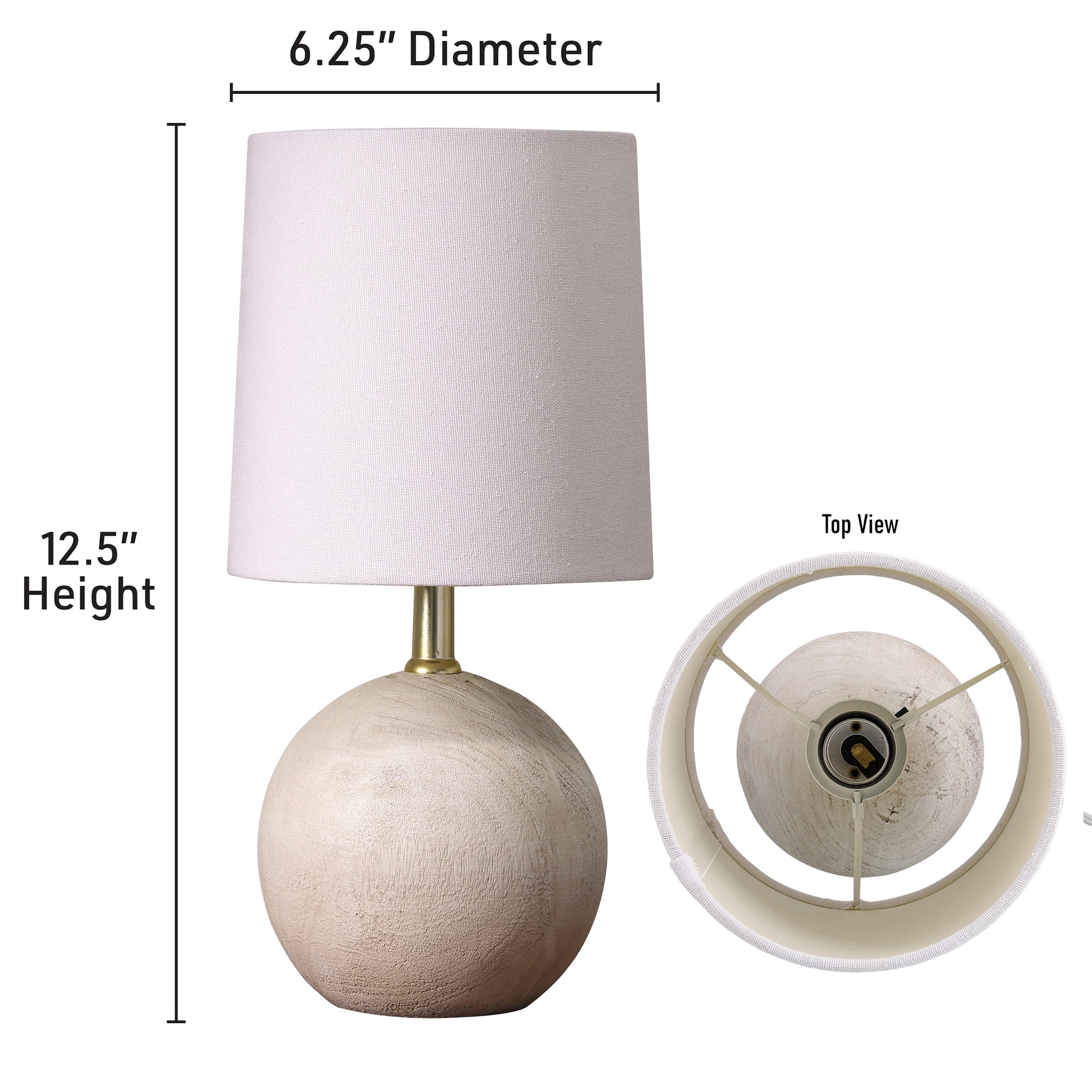 Mainstays Mini Light Natural Grey Resin Table Lamp, 12.75″ H