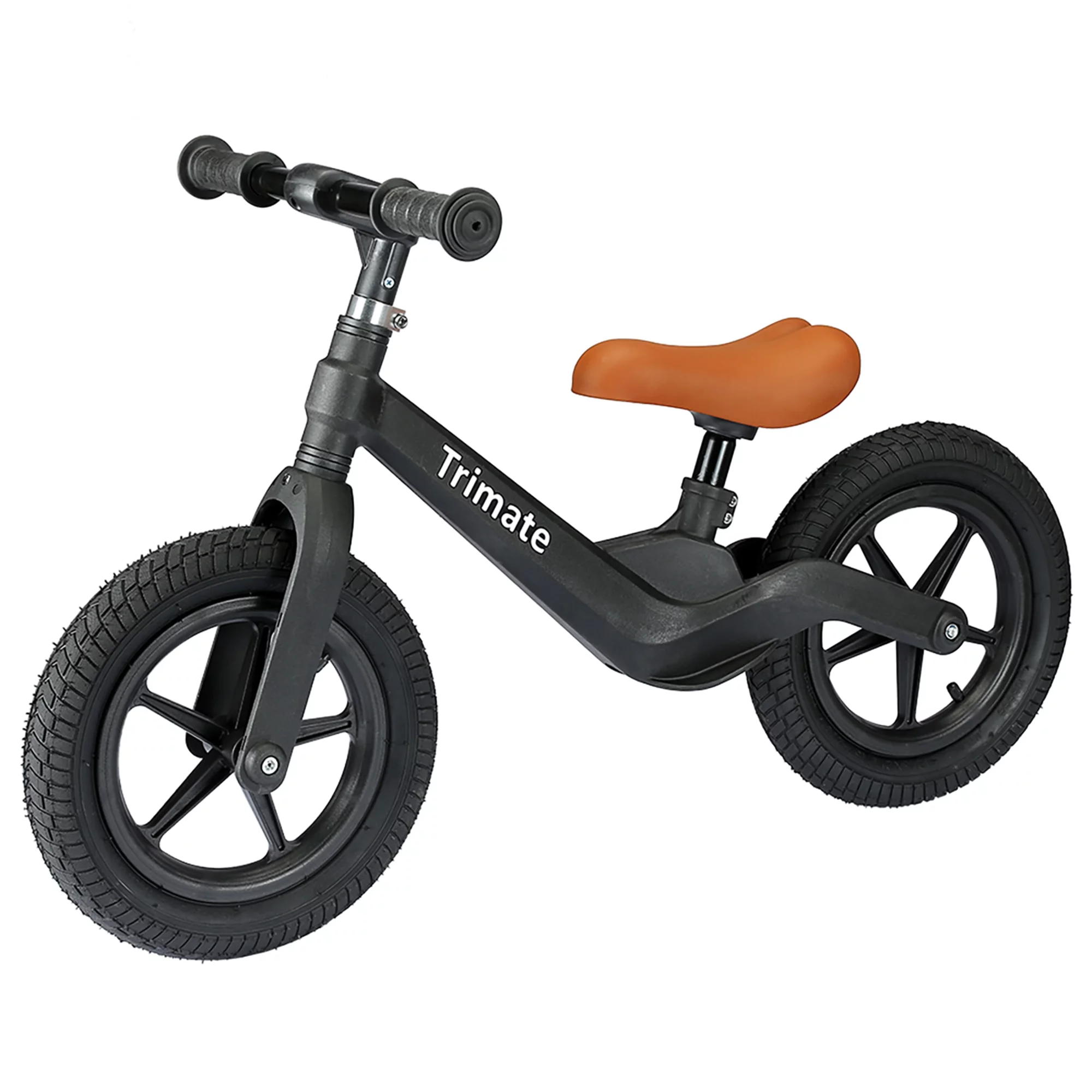 Trimate Toddler Balance Bike, Black – No Pedal Sport Bike for 3-5 Year Olds, 12″ Inflated Tire, Perfect Gift for Boys and Girls with Inseam 16″ – 21″