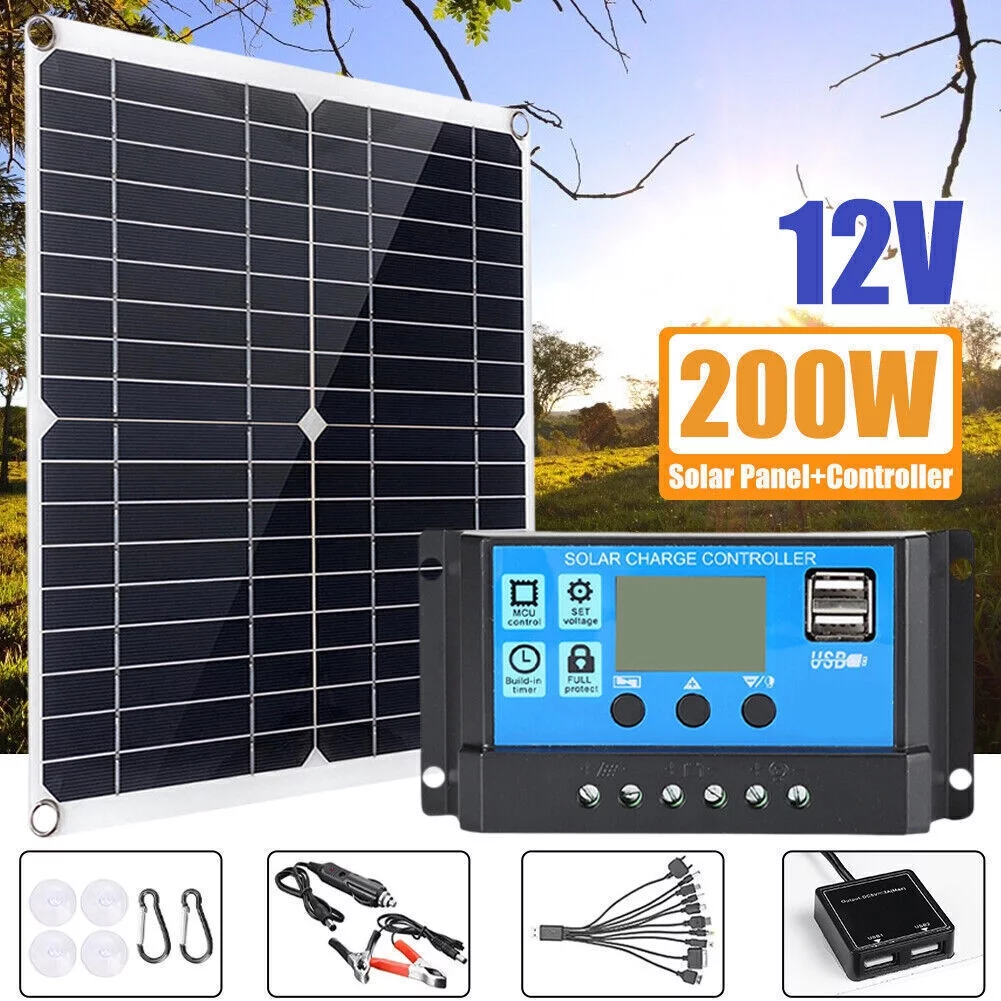 6000W Complete Solar Panel Kit Solar Power Generator 100A Home 110V Grid System