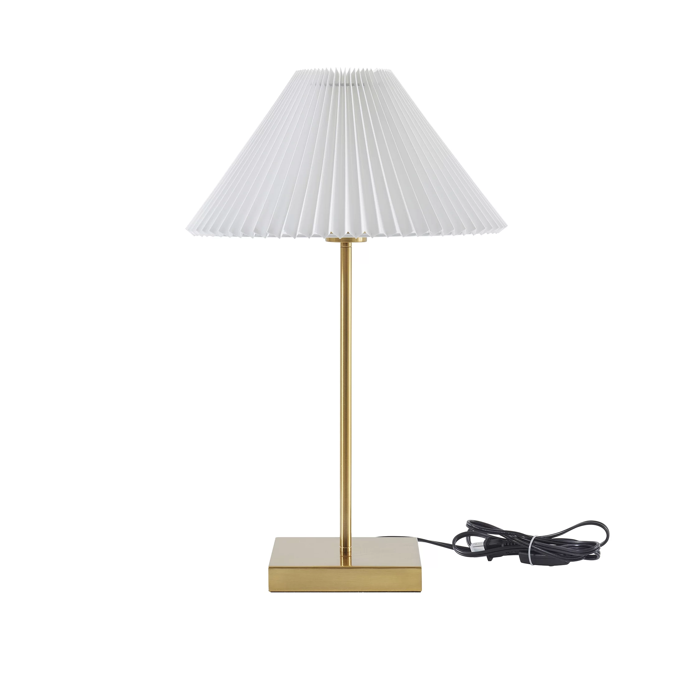 Home Decor Collection Brass Table Lamp with Pleated Shade, 21″H