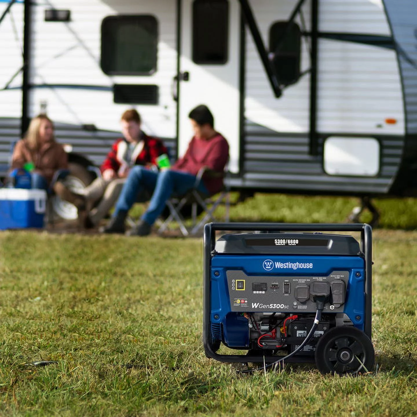 Westinghouse 6600 Peak Watt Electric Start Portable Gas Powered Generator with CO Sensor and Wheel Kit