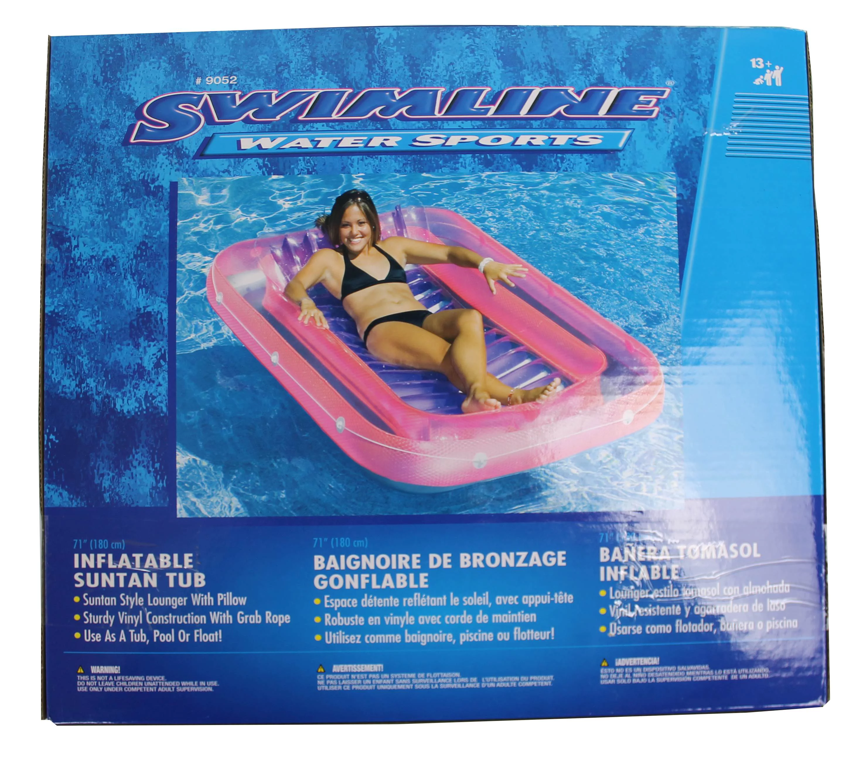 New Swimline 9052 71″ Swimming Pool Inflatable Suntan Tub Float Lounge