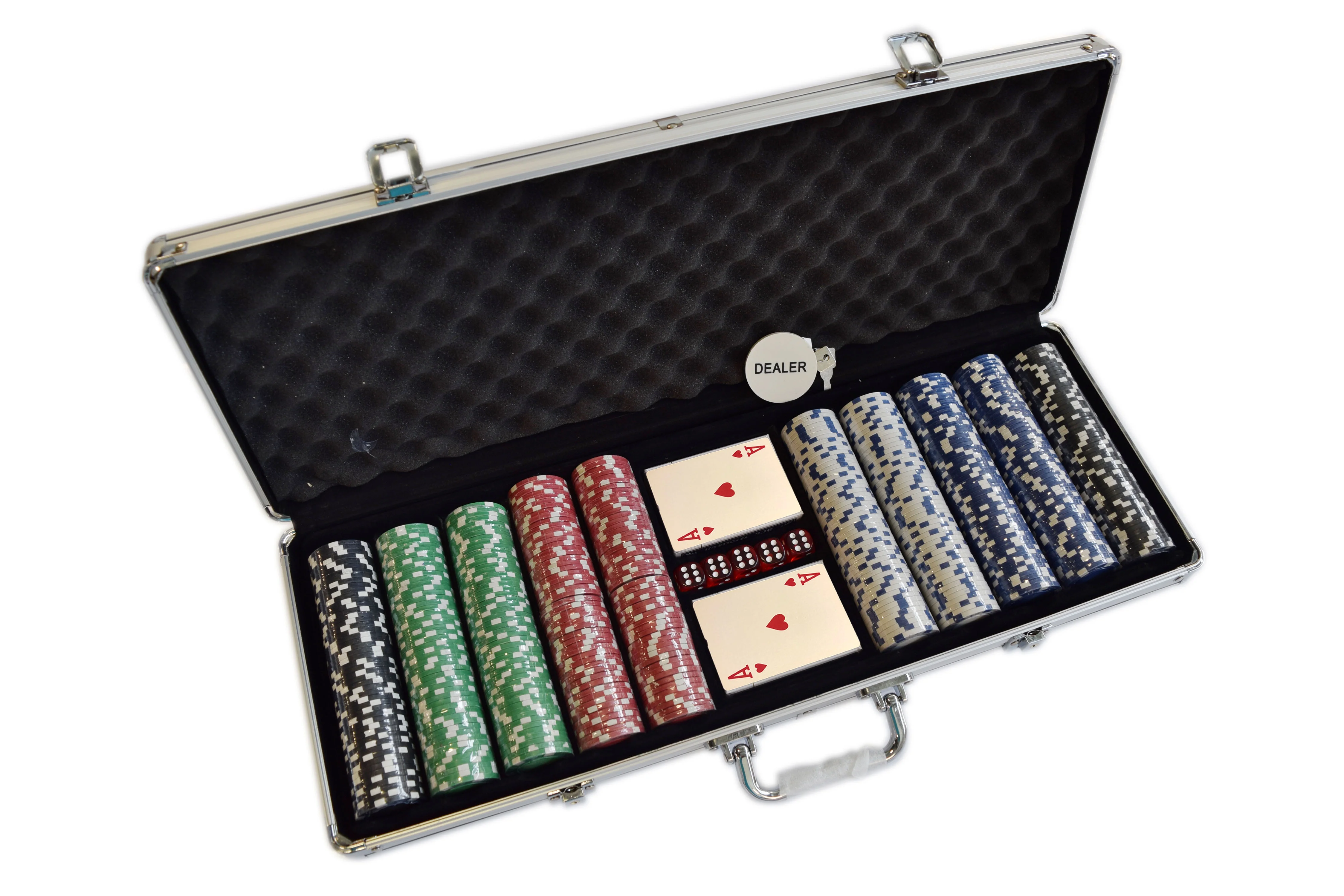 HAN’S DELTA Poker Chip Set 11.5 Gram for Texas Holdem, Blackjack, Casino Gambling with Aluminum Case, Cards, Dealer Button, 500 Chips Set