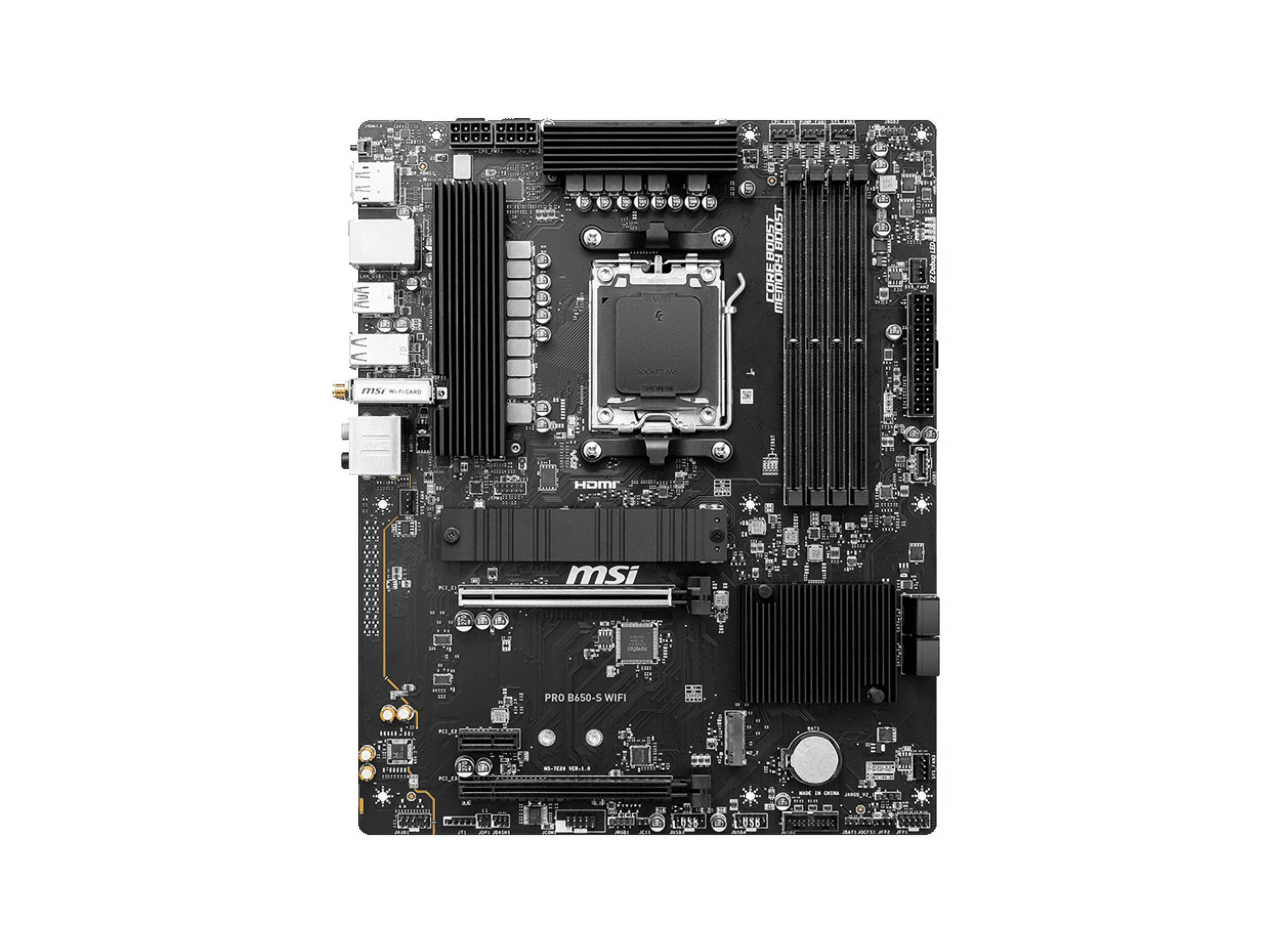 MSI PRO B650-S WIFI AM5 AMD B650 Ryzen 7000 DDR5 PCI-E x16 slot  Wi-Fi 6E Bluetooth SATA 6Gb/s ATX Motherboard