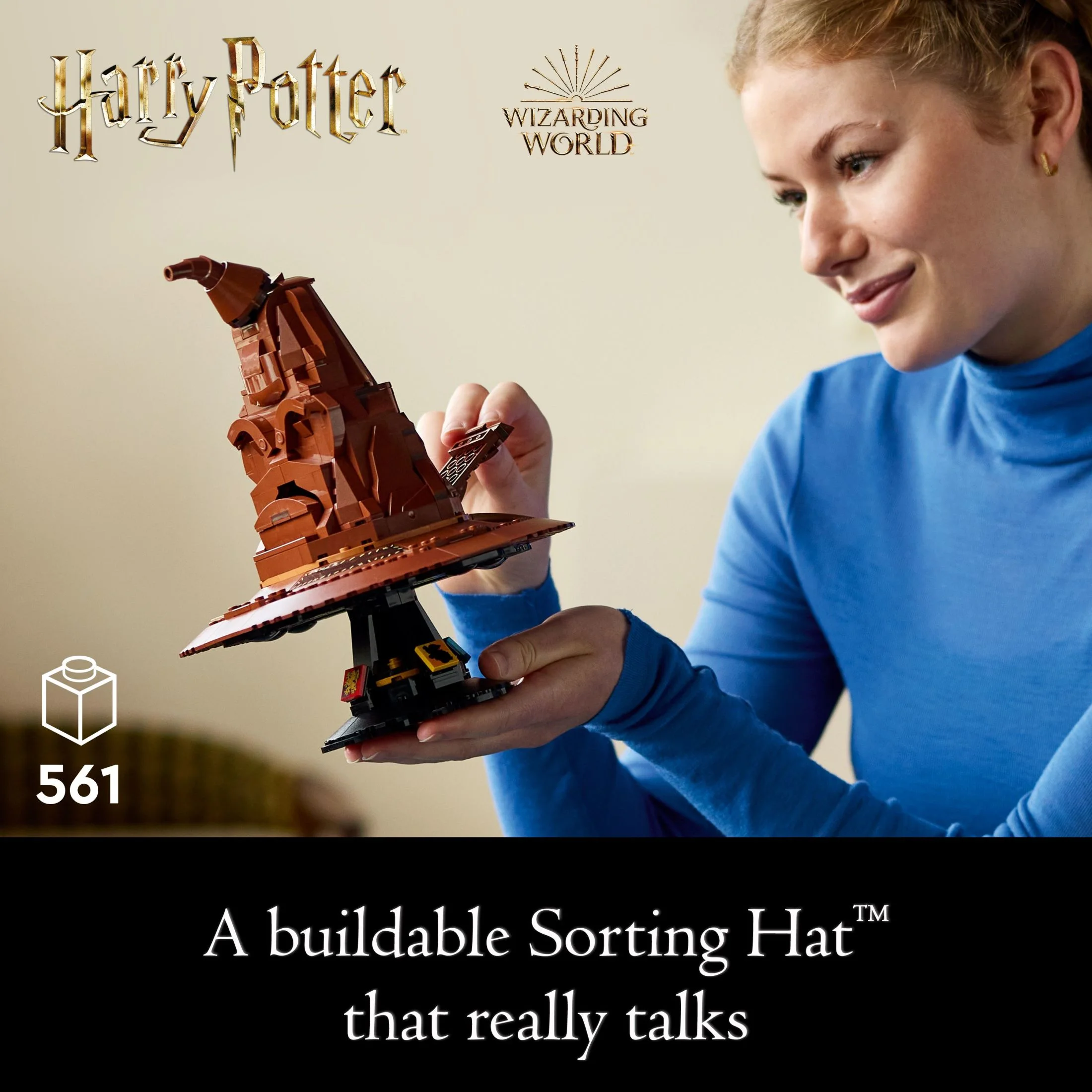 LEGO Harry Potter Talking Sorting Hat, Harry Potter Hogwarts Hat with 31 Randomized Sounds, Movie Themed Build and Display Model for Adults, Fun Harry Potter Gift Idea for a Mom, Dad or Any Fan, 76429