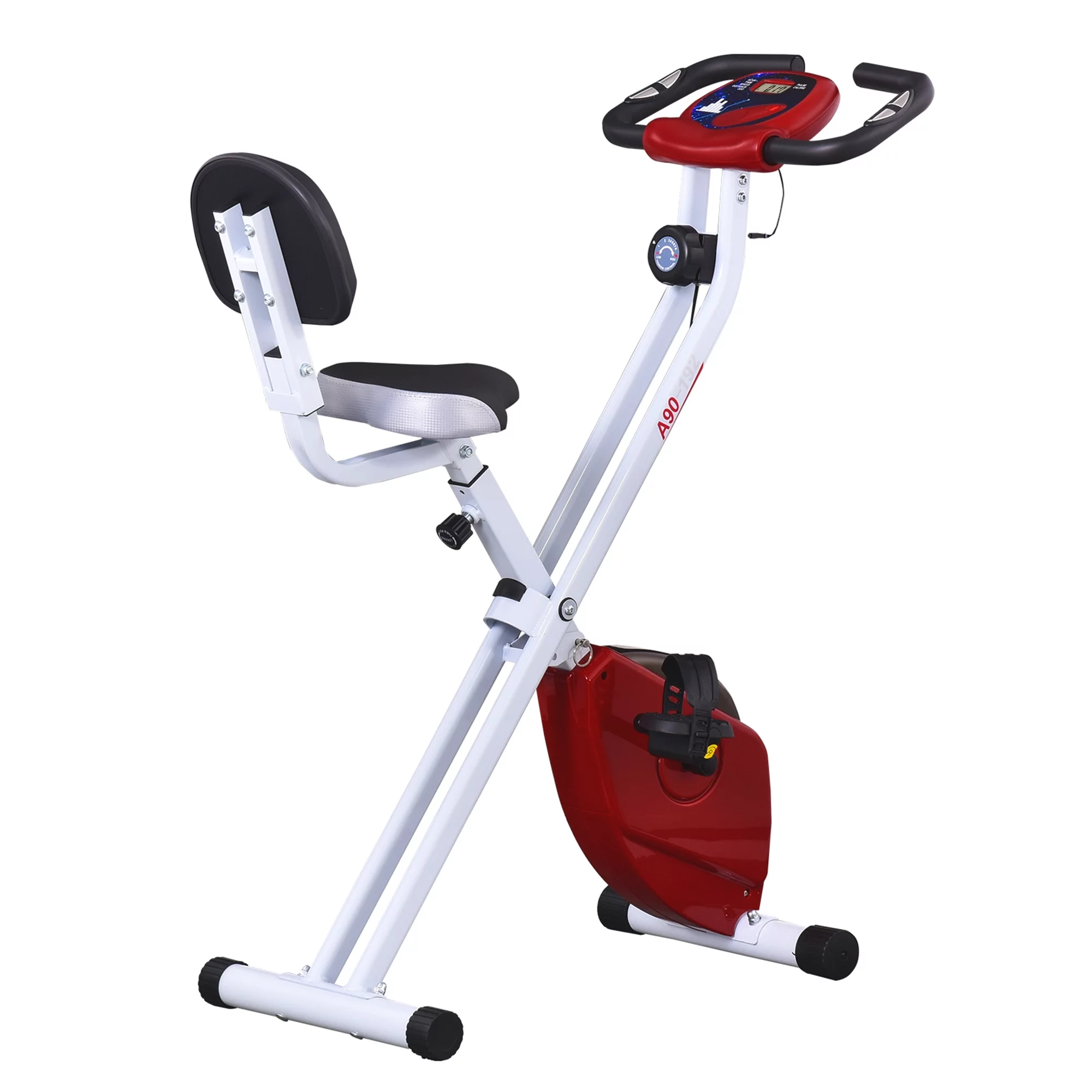 Soozier Folding Upright Training Stationary Indoor Bike with 8 Levels of Magnetic Resistance for Aerobic Exercise