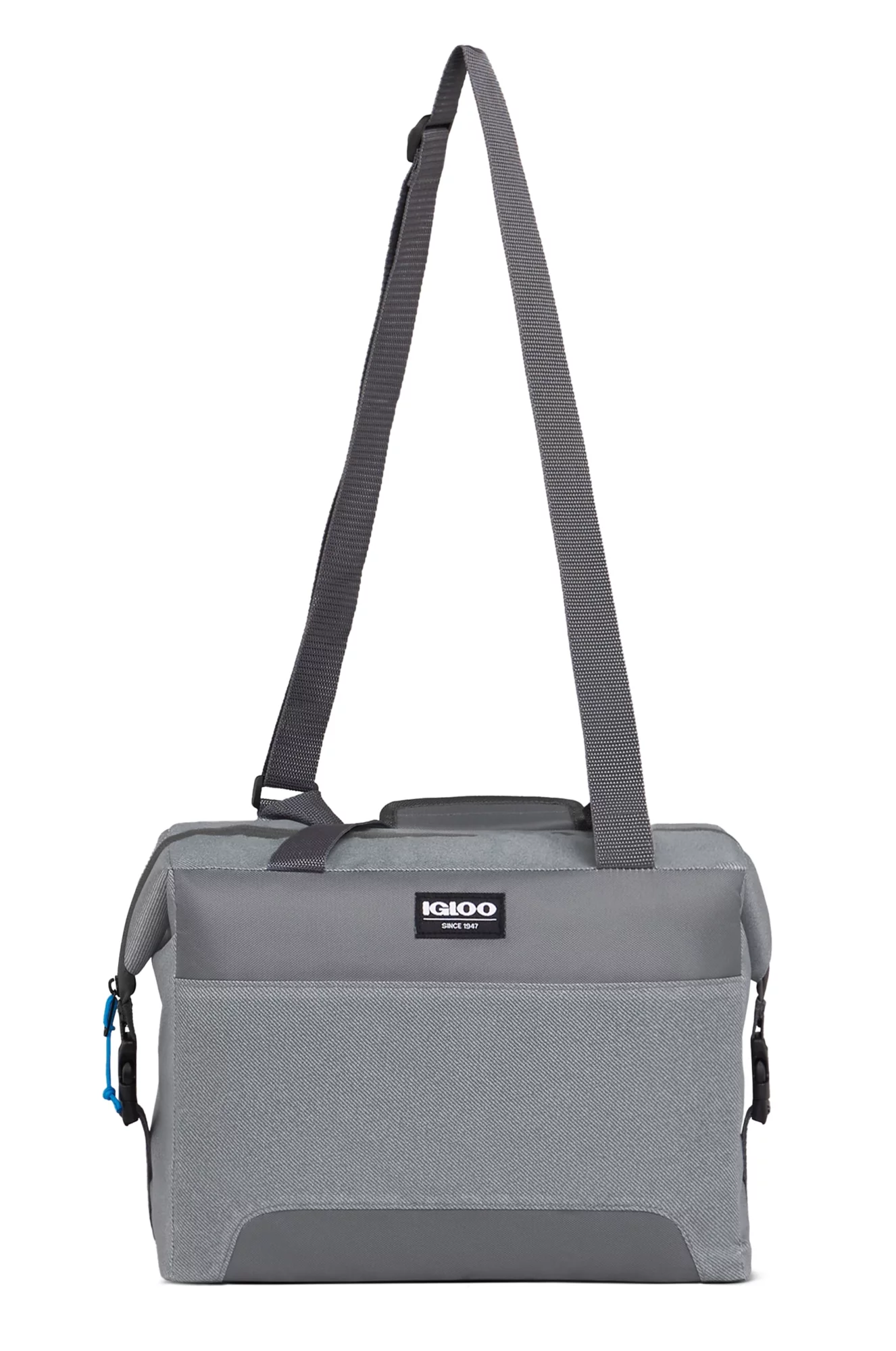 Igloo Snapdown Soft Sided 25 Can Cooler, Gray Twill with Ibiza Blue