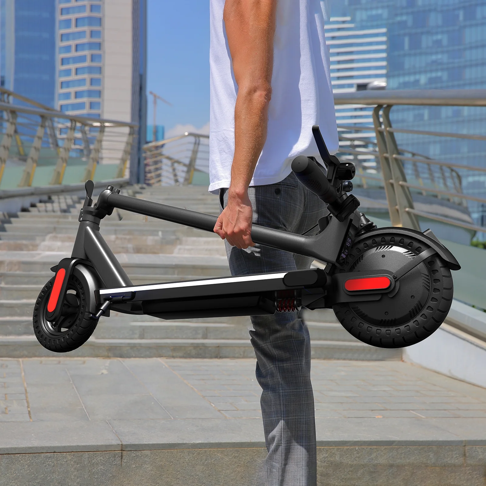 Caroma Electric Scooter Adults, 350W Motor E-Scooter, 9 In Tires, 20 mph and 20 Miles Commuting Kick Scooter, Max Load 265 Lbs, Silver