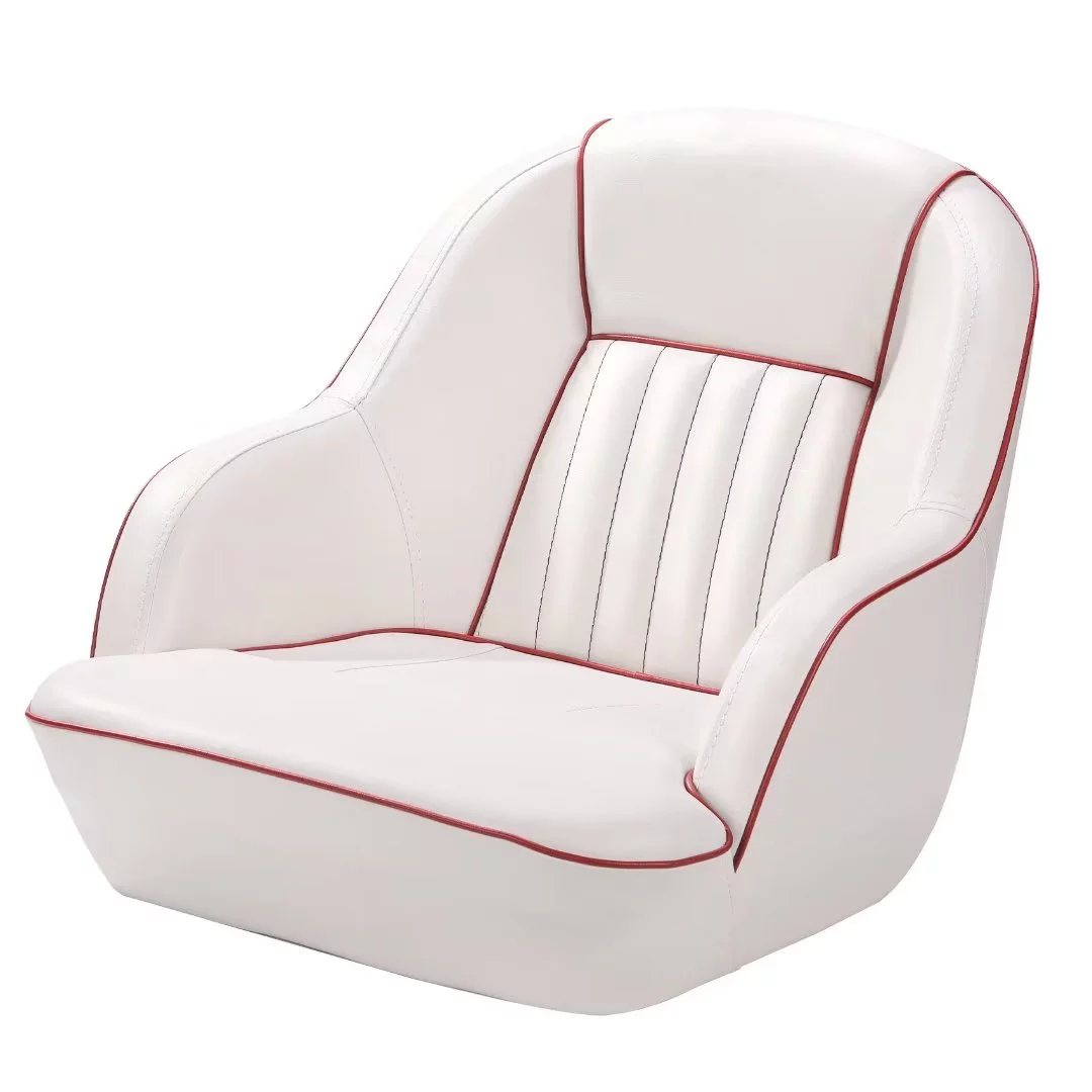 Pontoon Boat Seat Captains Bucket Boat Seat, White/Red