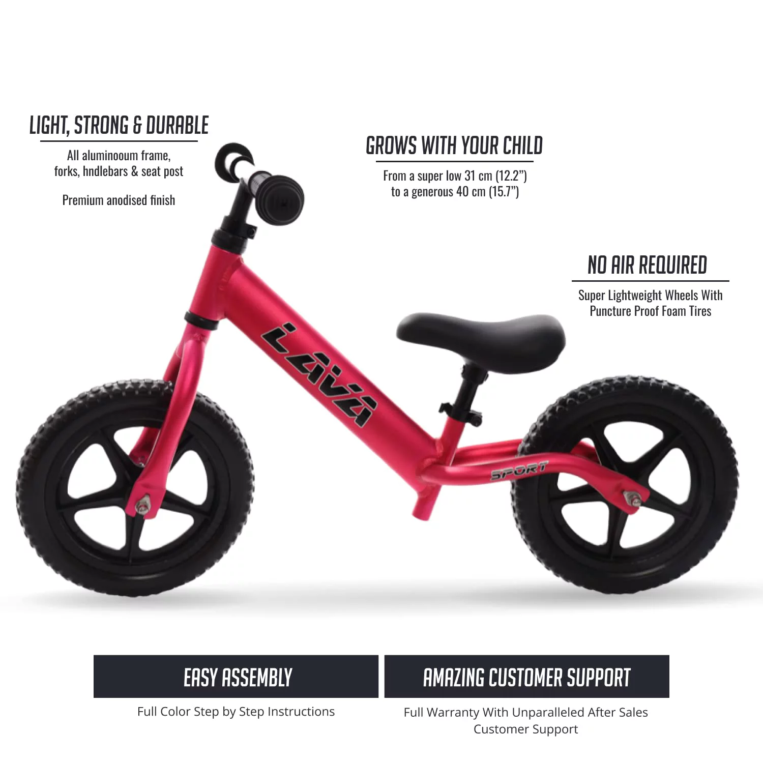 Balance Bike-Lightweight Aluminium Toddler Bike For 2, 3, 4, And 5 Year Old