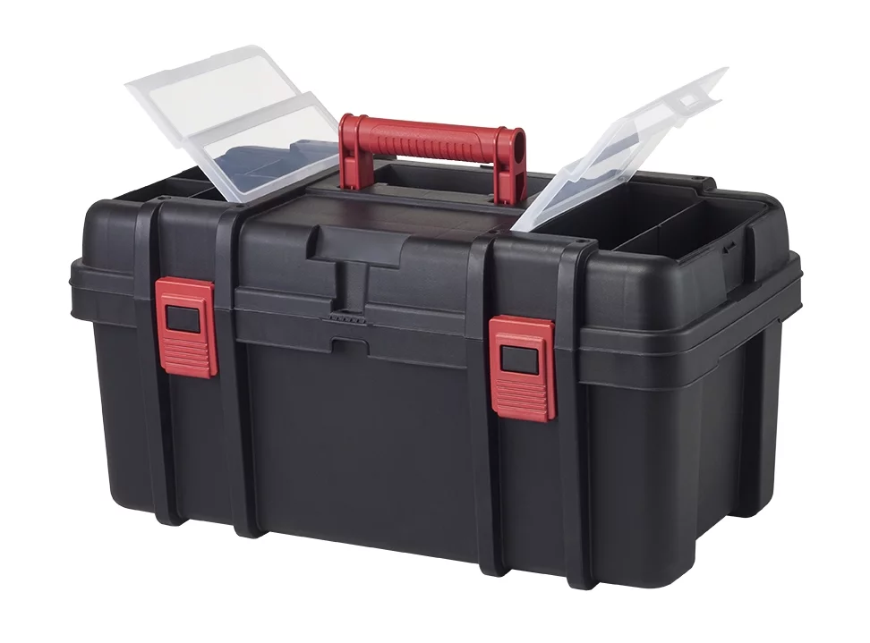 Hyper Tough 22-inch Toolbox, Plastic Tool and Hardware Storage, Black