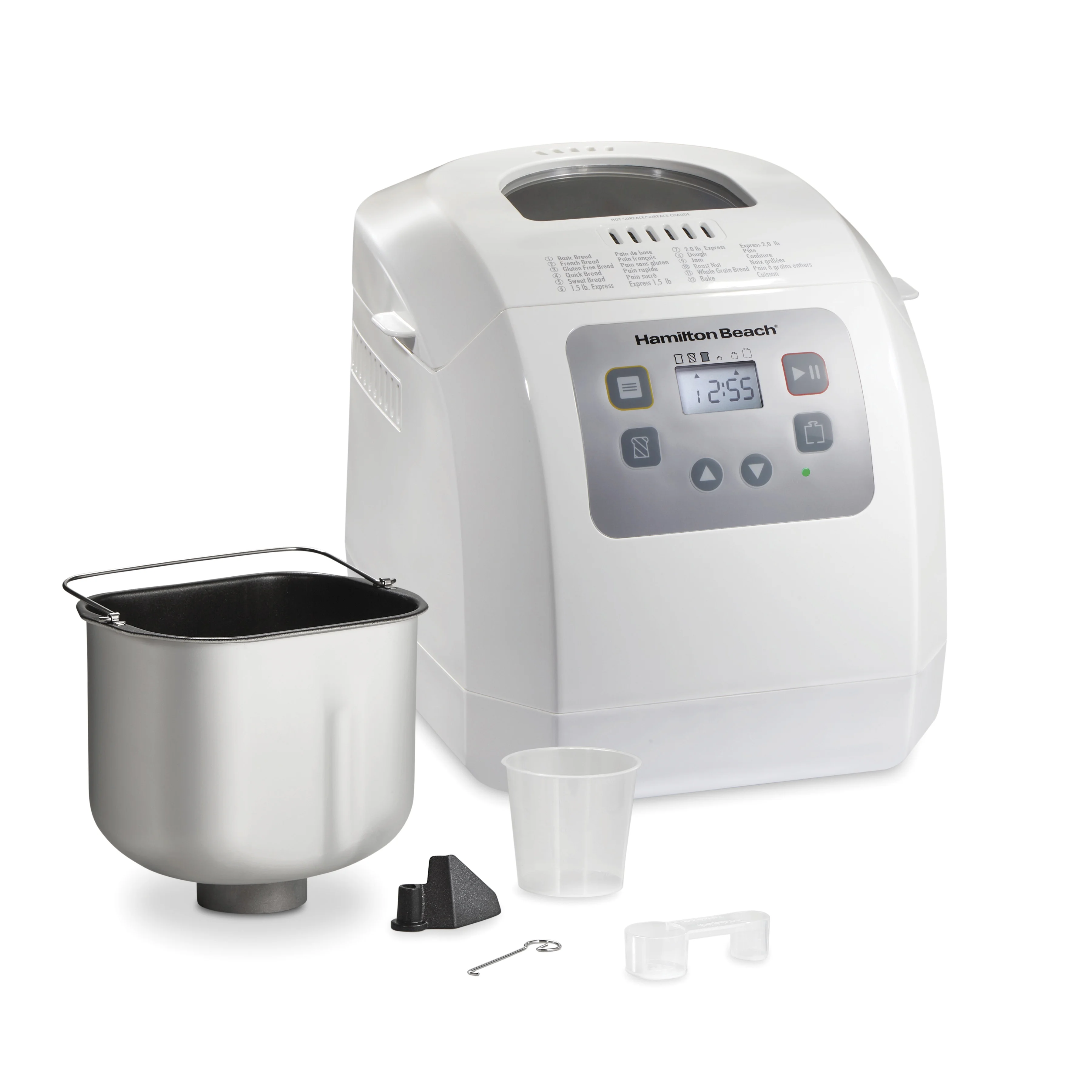 Hamilton Beach Bread Maker Machine, Digital, Programmable, 12 Settings plus Gluten Free, 2 lb Capacity, White 29981