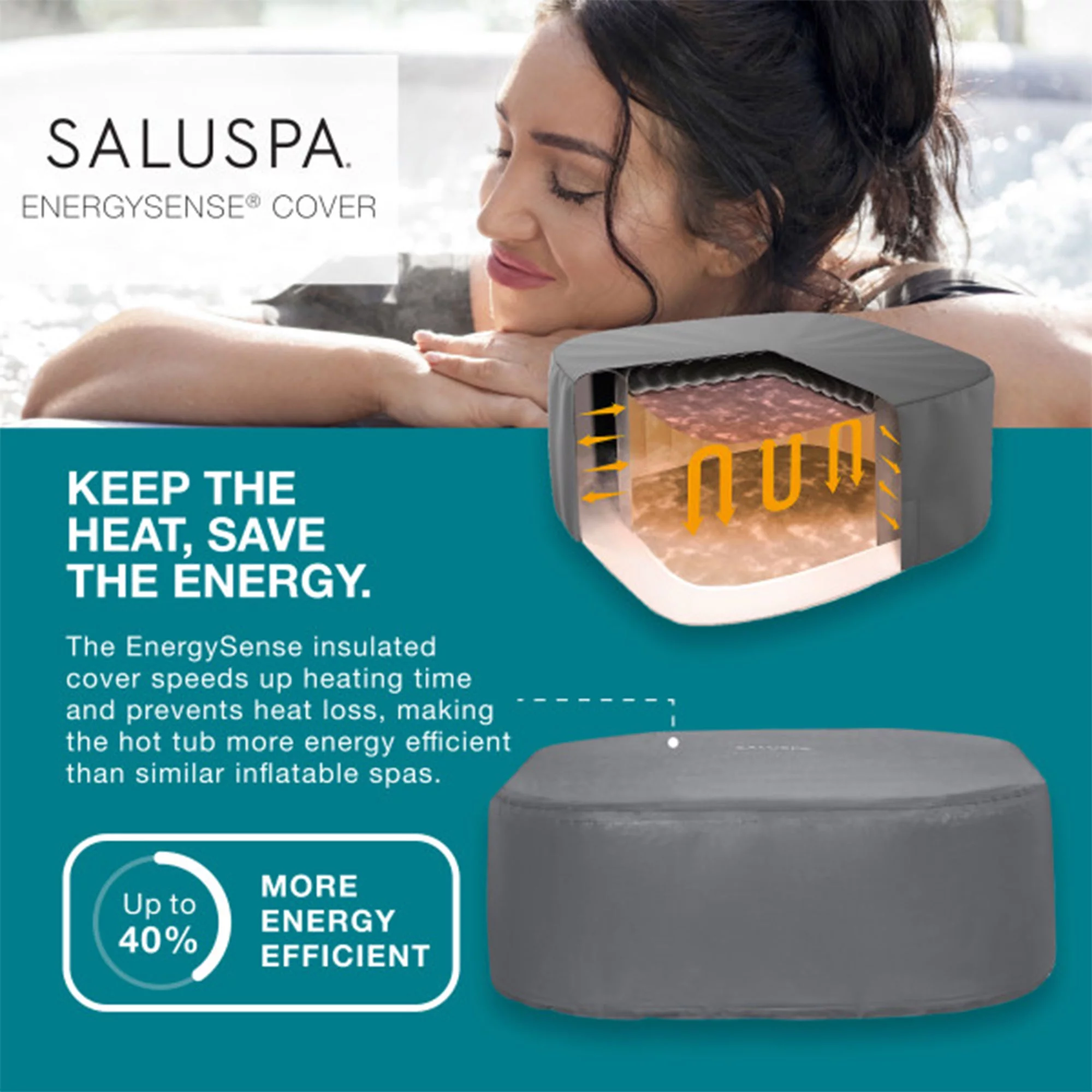 Bestway SaluSpa Hawaii AirJet Inflatable Hot Tub with EnergySense Cover