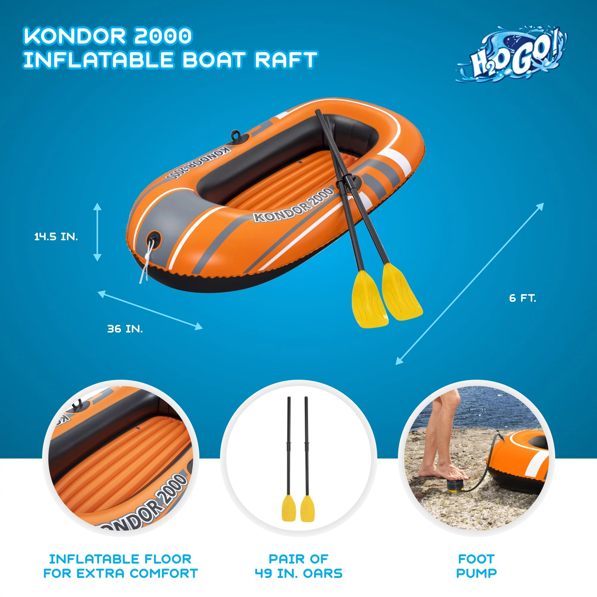 Bestway 77×45 Inches HydroForce Inflatable Raft Set with Oars and Pump (3 Pack)