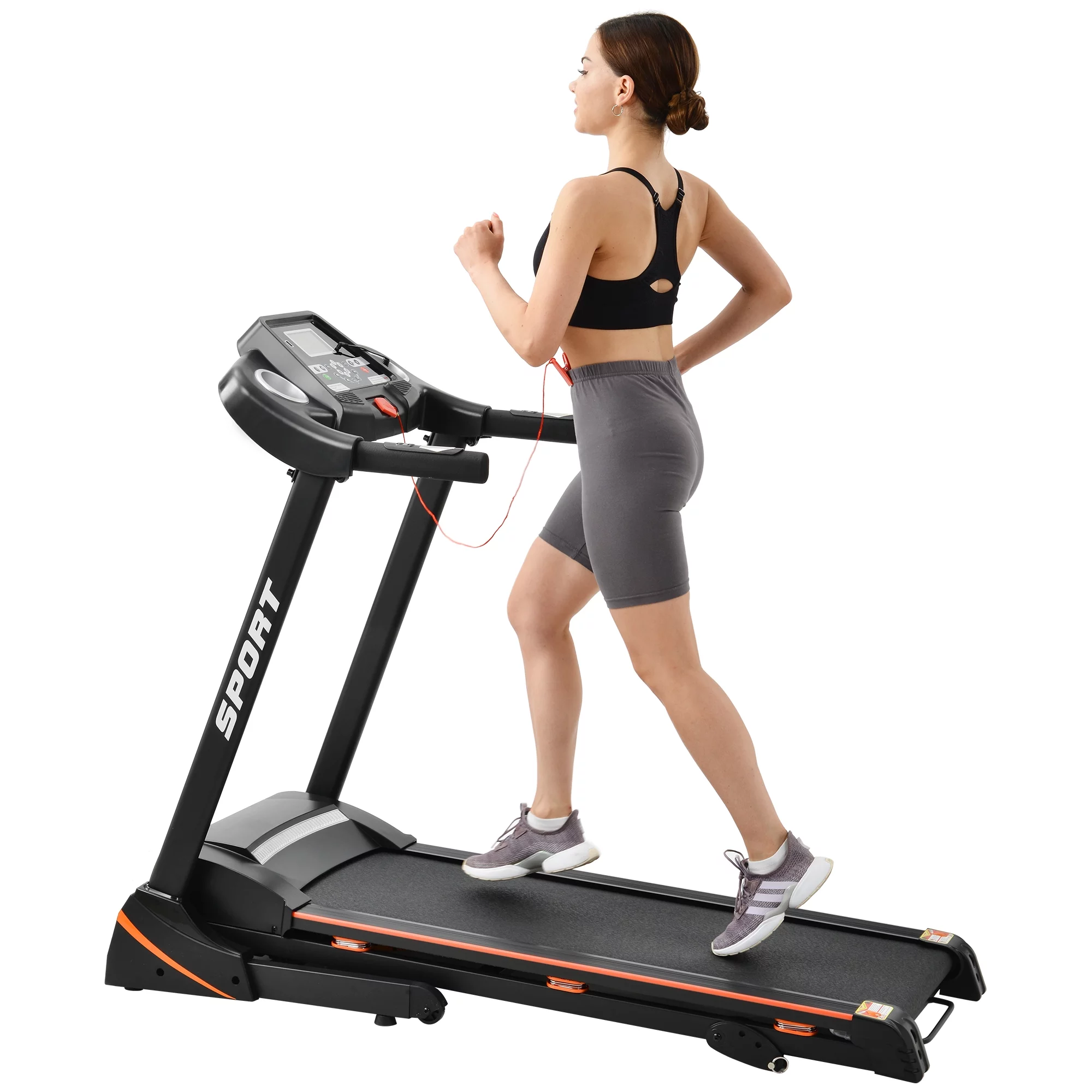 KUIKUI Folding Electric 3.5HP Treadmill With Incline Medium Running Machine Motorised LCD Gym 330lbs?? Folding Treadmill Electric Motorized Power 14.8KM/H Running Fitness Machine Gym(W54031811)