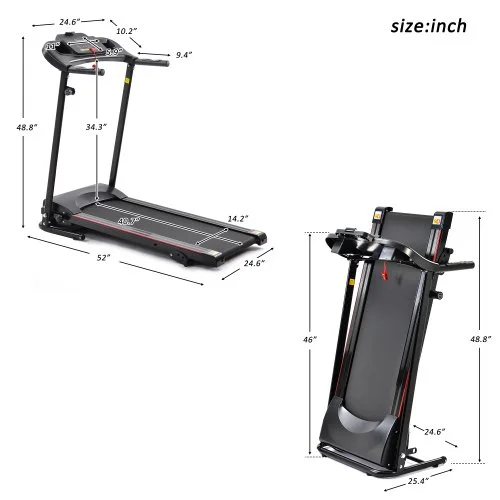 Holiday Clearance 2.5 HP Folding Electric Treadmill Running Machine with 3 Manual inclines 12 Running Progames Large Running Belt For Home Office Gym