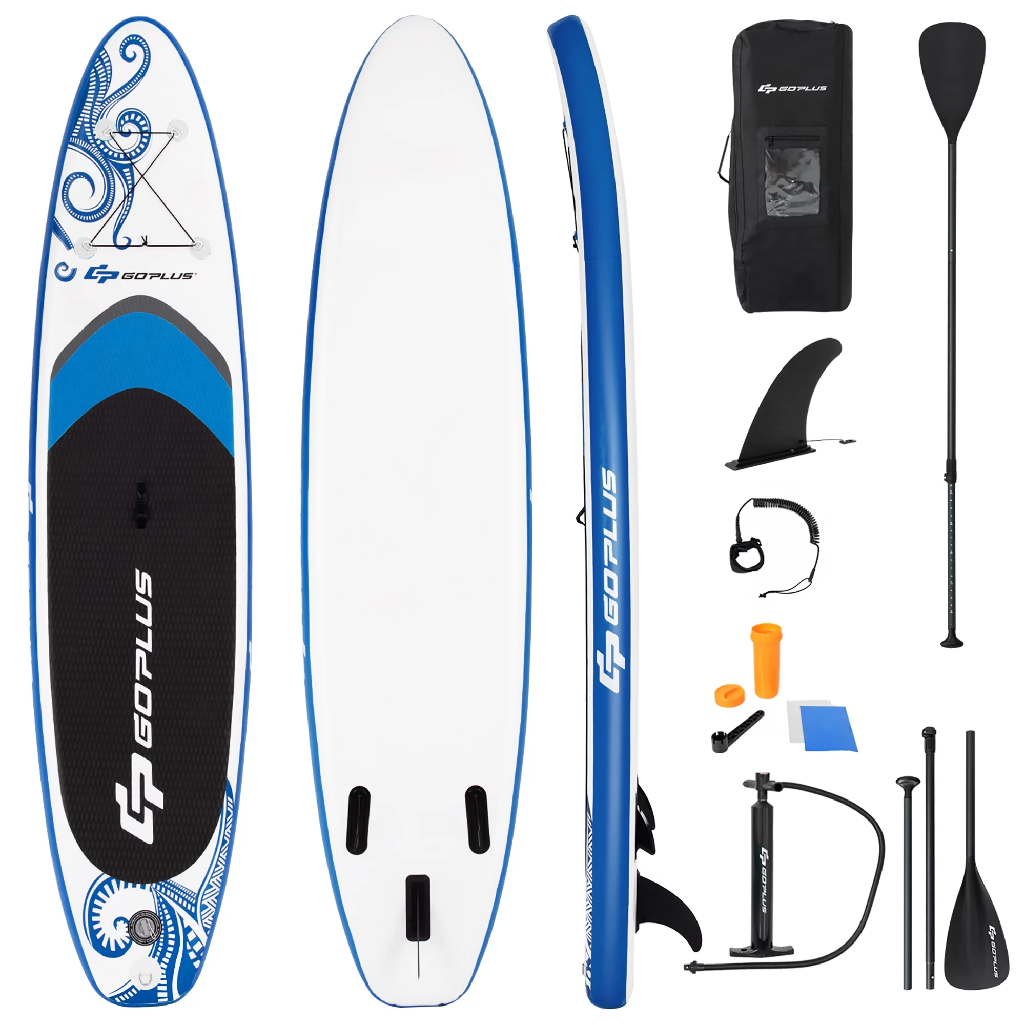 Goplus 10.5′ Inflatable Stand Up Paddle Board 6″ Thick SUP W/Carrying Bag Aluminum Paddle