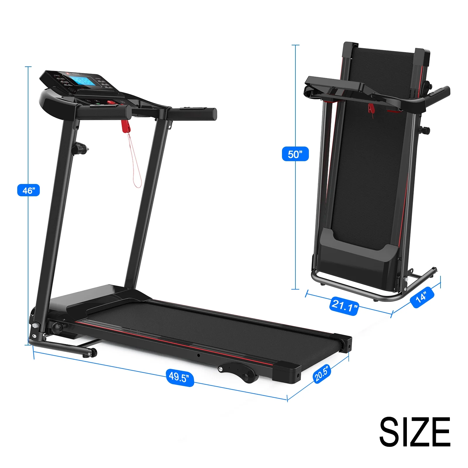 Home Foldable Treadmill with Incline, Folding Treadmill for Home Workout, Electric Walking Treadmill Machine 15 Preset or Adjustable Programs 250 LB Capacity MP3