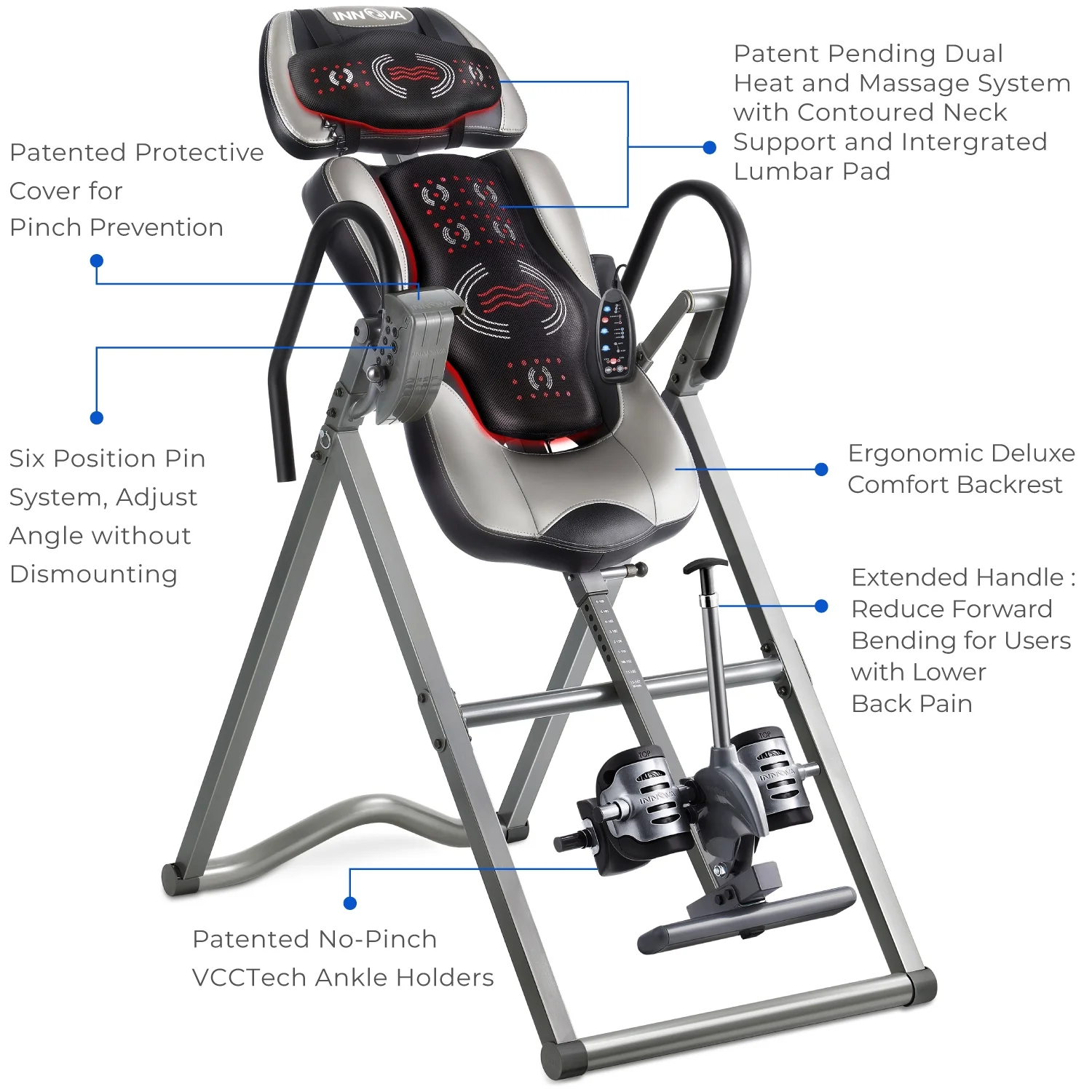 Innova ITM6000 Advanced Heat and Massage Therapeutic Inversion Table, 300 lb Weight Capacity