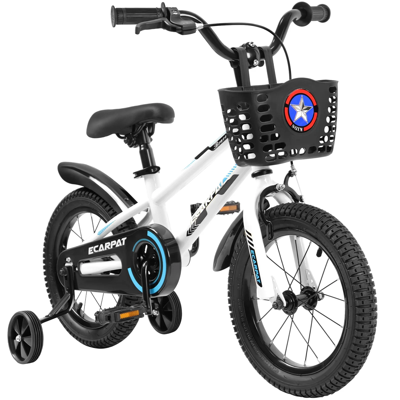 Kids Bike 14 / 16 inch for 3-12 Year Old Boys & Girls with Training Wheels, Freestyle Kids’ Bicycle with Bell,Basket and fender.