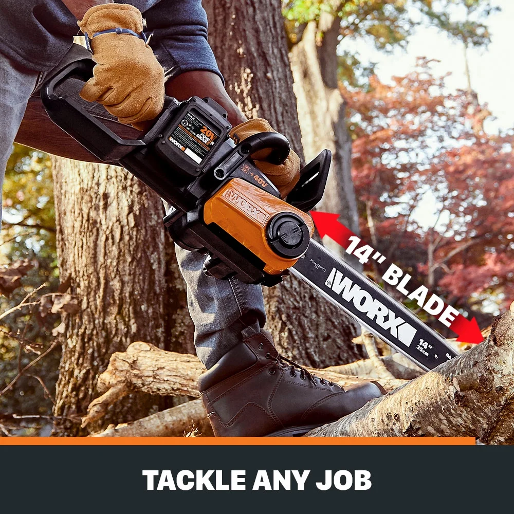 Worx WG384 40V Power Share 14″ Cordless Chainsaw with Auto-Tension