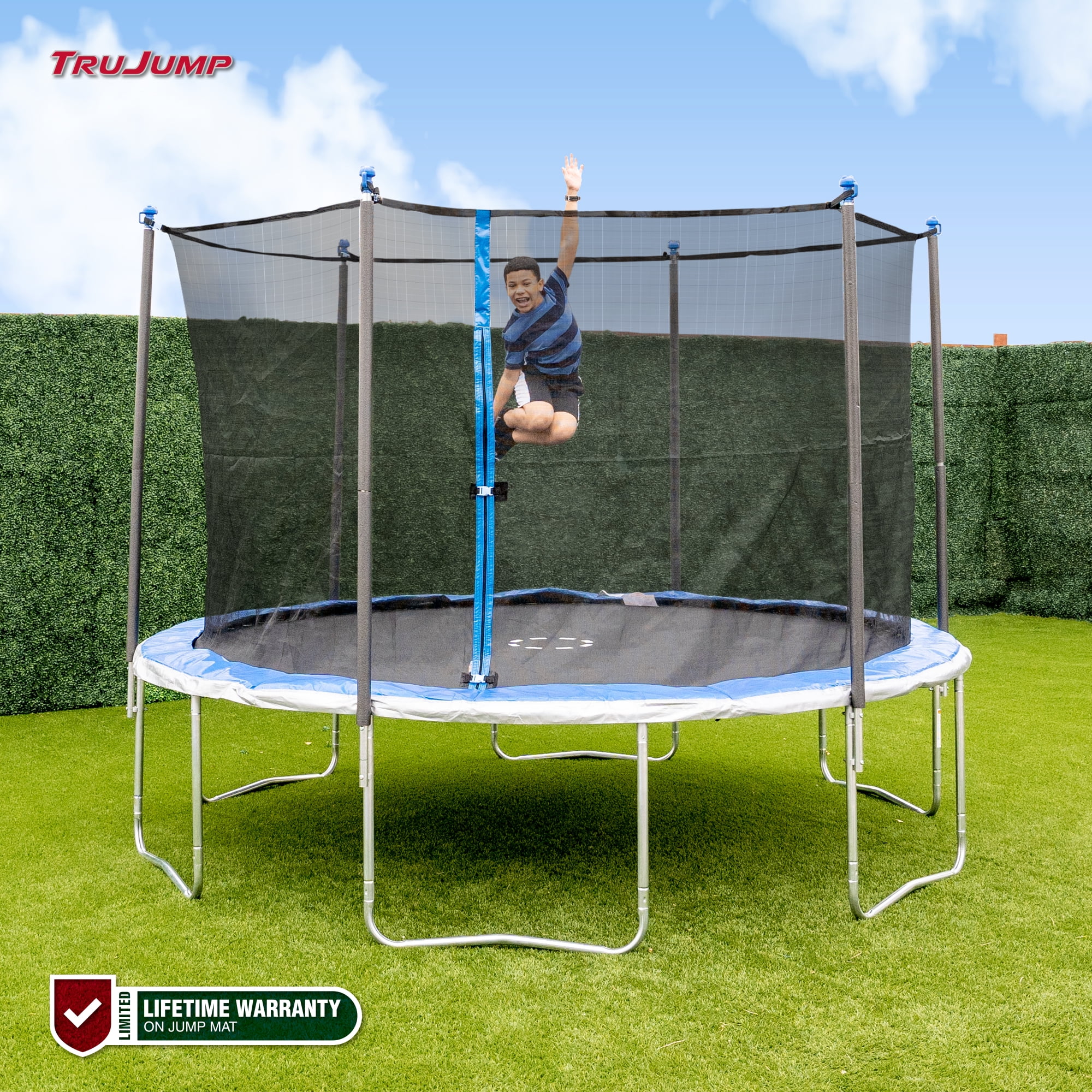 TruJump 12′ Trampoline with Safety Enclosure & Jump Mat with Lifetime Warranty