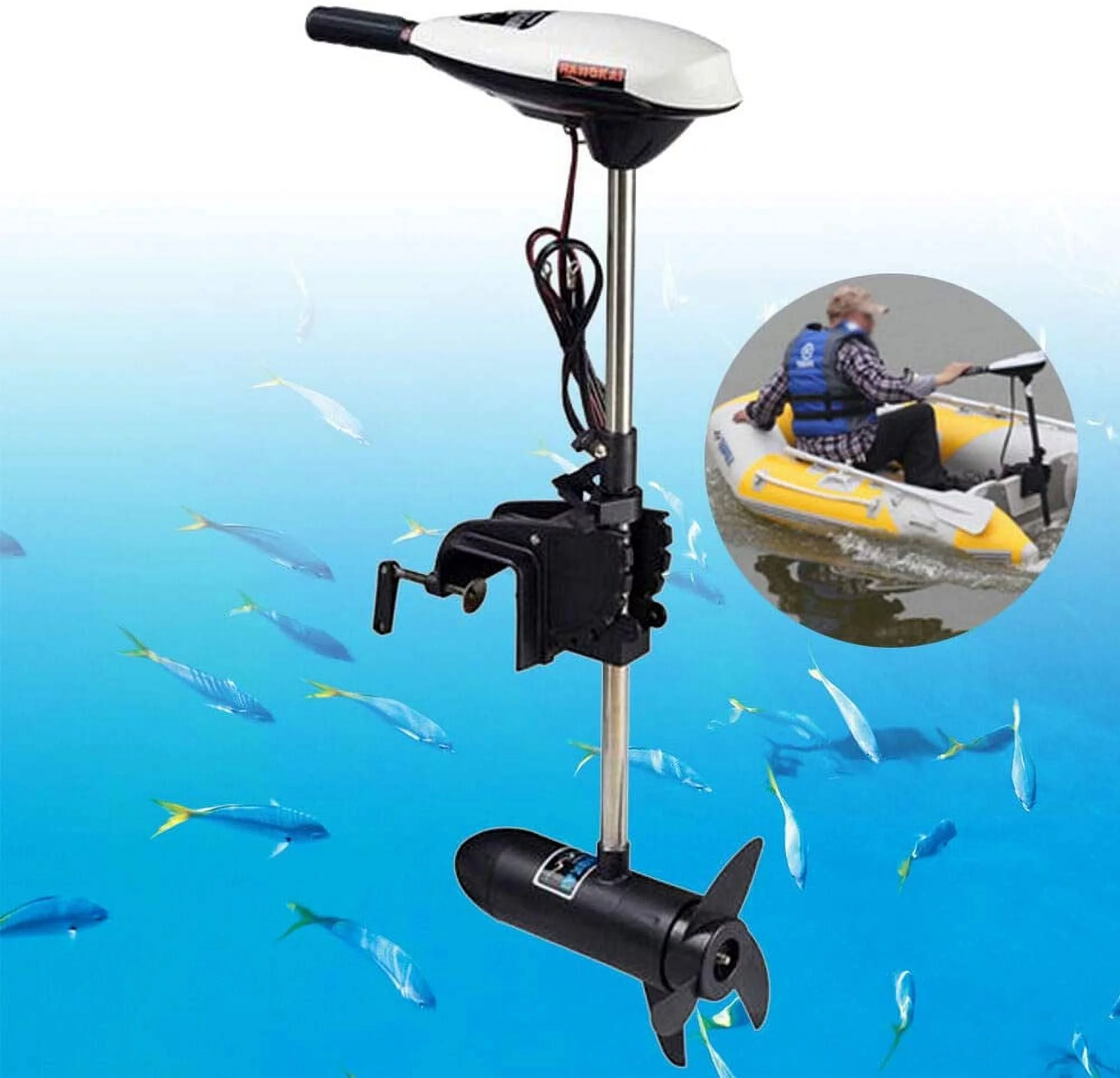 TFCFL 65Lbs 12V 660W Electric Trolling Motor ET65L Telescopic Handle F5-R2 Seep Control Boat Outboard Engine